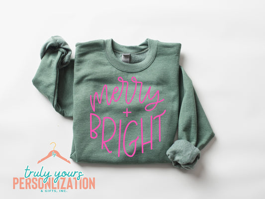 Merry & Bright Christmas Sweatshirt | Merry & Bright | Christmas Sweatshirt