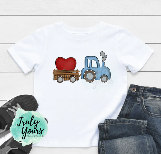 Valentine Tractor T-shirt | Kids Valentines Shirt