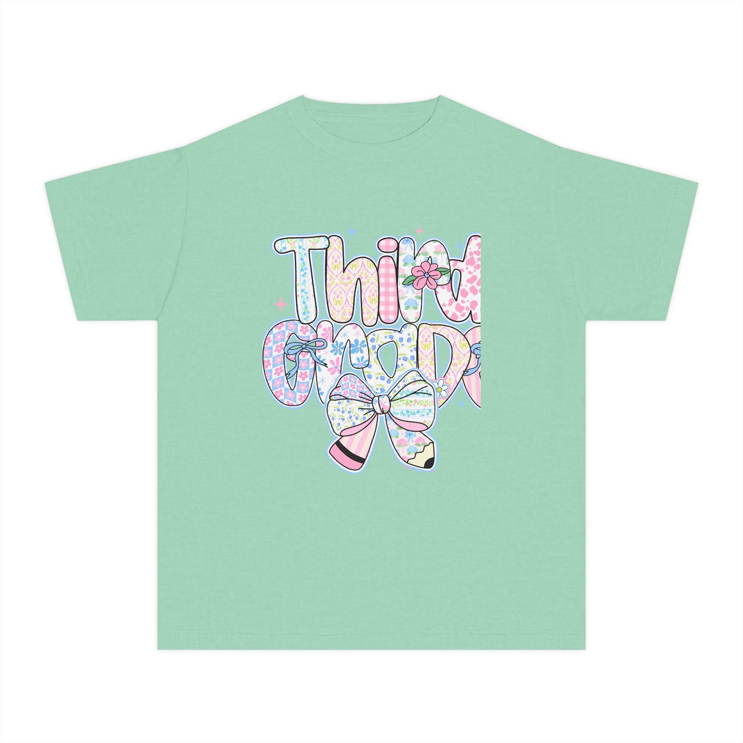 3rd Grade Girls Back to School Shirt | Pastel Floral Third Grade Tee | Comfort Colors Youth T-Shirt