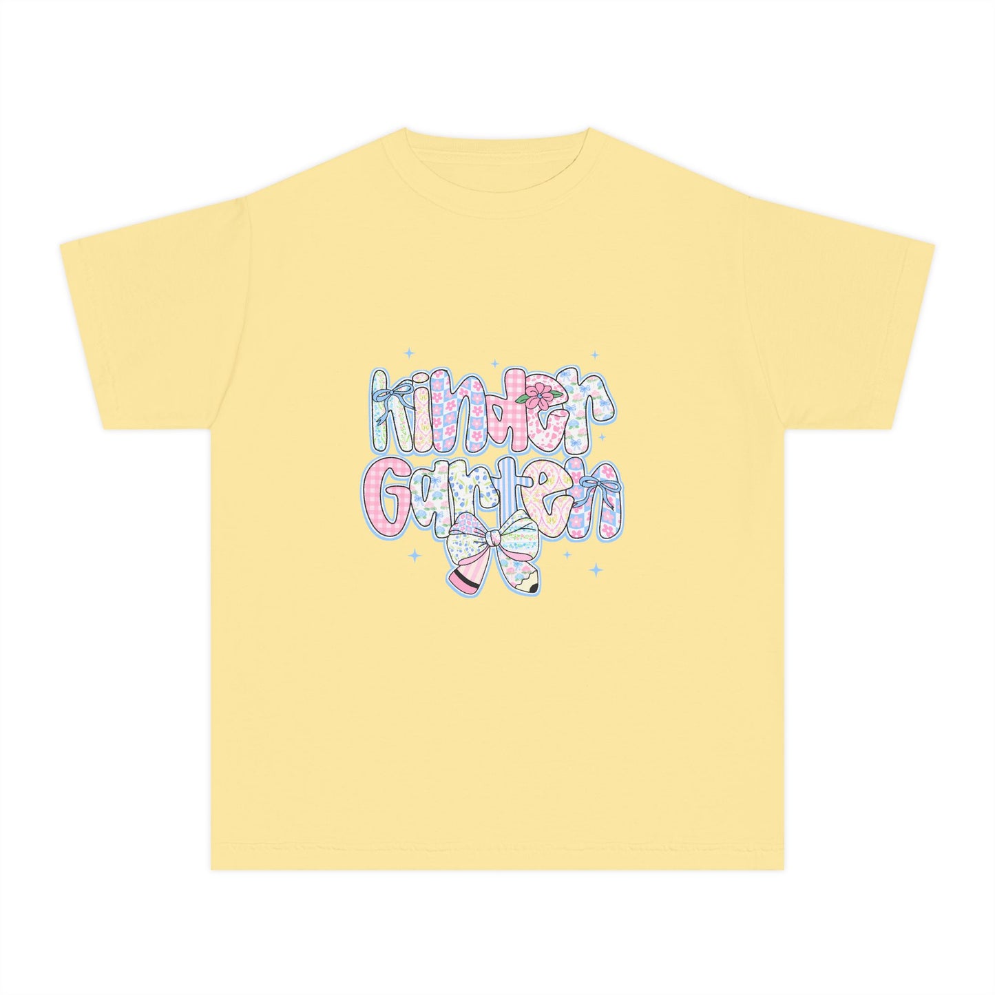 Kindergarten Girls Back to School Shirt | Pastel Floral First Day of School Tee | Comfort Colors Youth T-Shirt