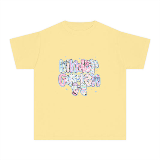 Kindergarten Girls Back to School Shirt | Pastel Floral First Day of School Tee | Comfort Colors Youth T-Shirt