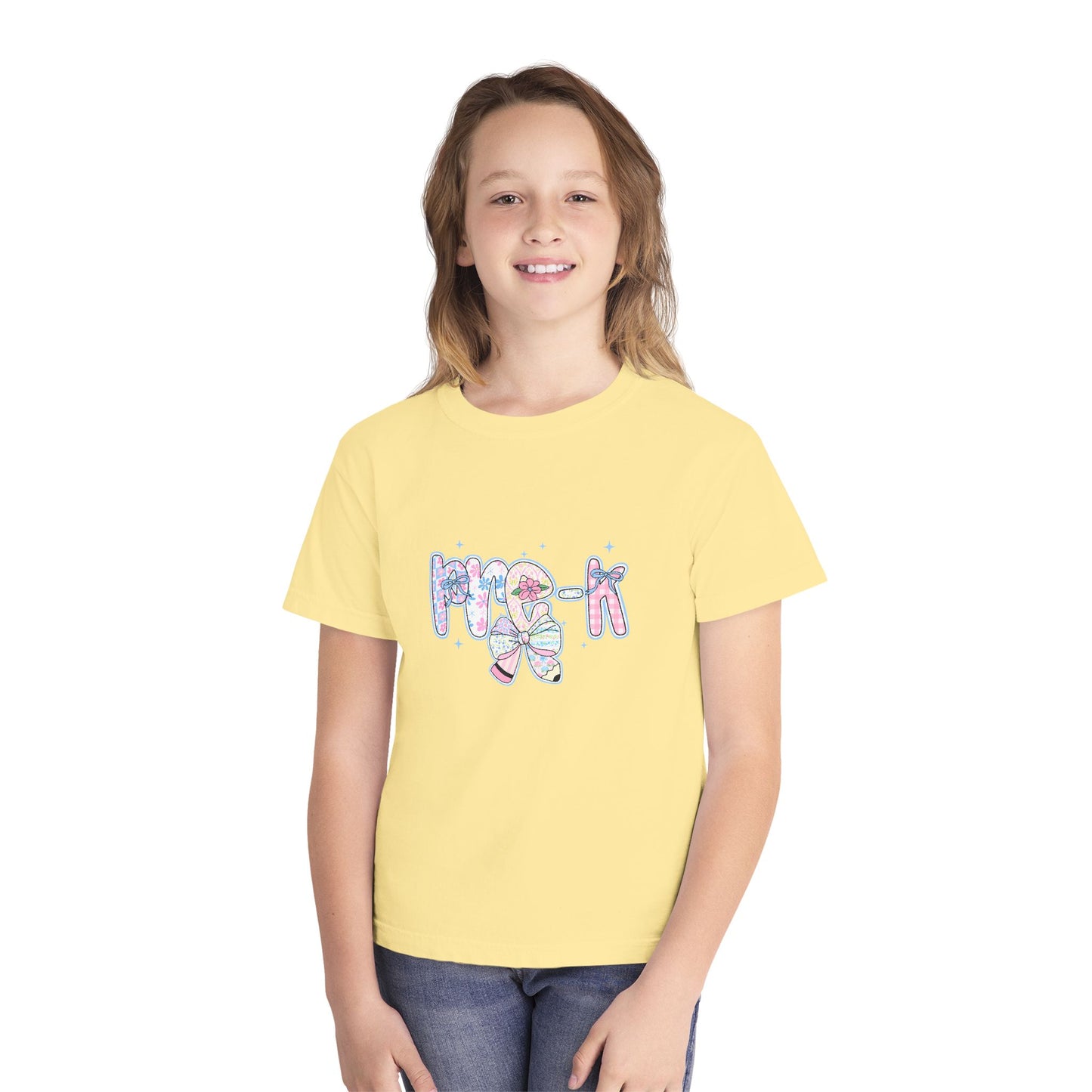 Pre-K Girls Back to School Shirt | Pastel Floral First Day of School Tee | Comfort Colors Youth T-Shirt