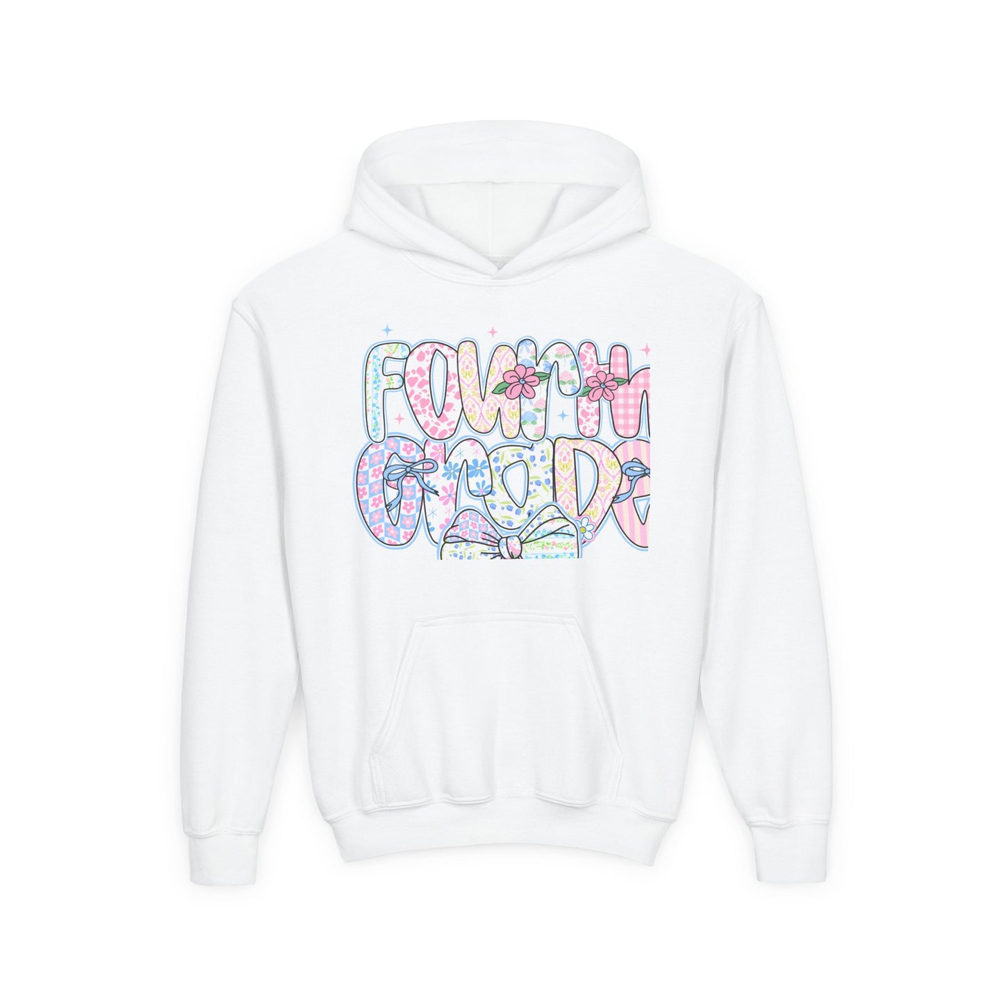 4th Grade Girls Back to School Hoodie | Youth Sweatshirt | Back to School Gift for Girls | Pastel Floral Fourth Grade Hoodie