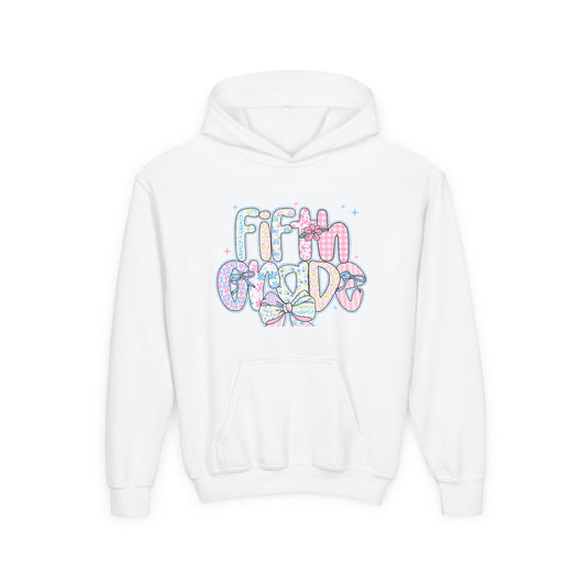 5th Grade Girls Back to School Hoodie | Youth Sweatshirt | Last Day of Elementary Gift | Pastel Floral Fifth Grade Hoodie