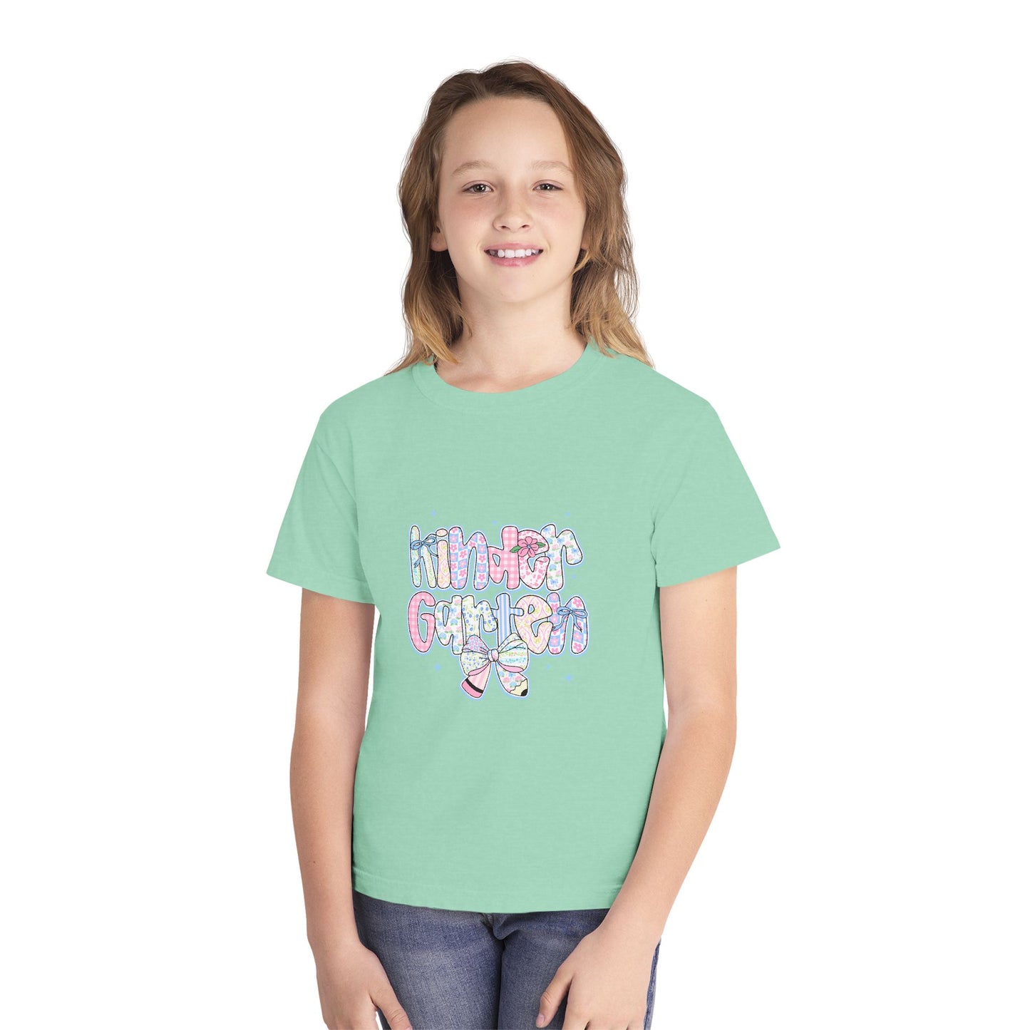 Kindergarten Girls Back to School Shirt | Pastel Floral First Day of School Tee | Comfort Colors Youth T-Shirt