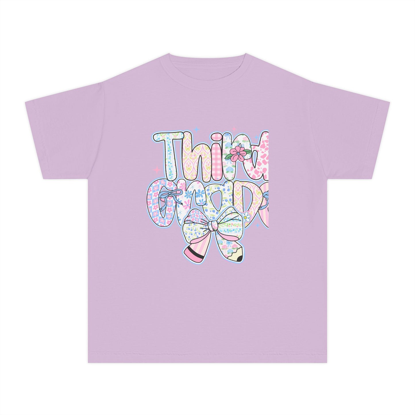 3rd Grade Girls Back to School Shirt | Pastel Floral Third Grade Tee | Comfort Colors Youth T-Shirt