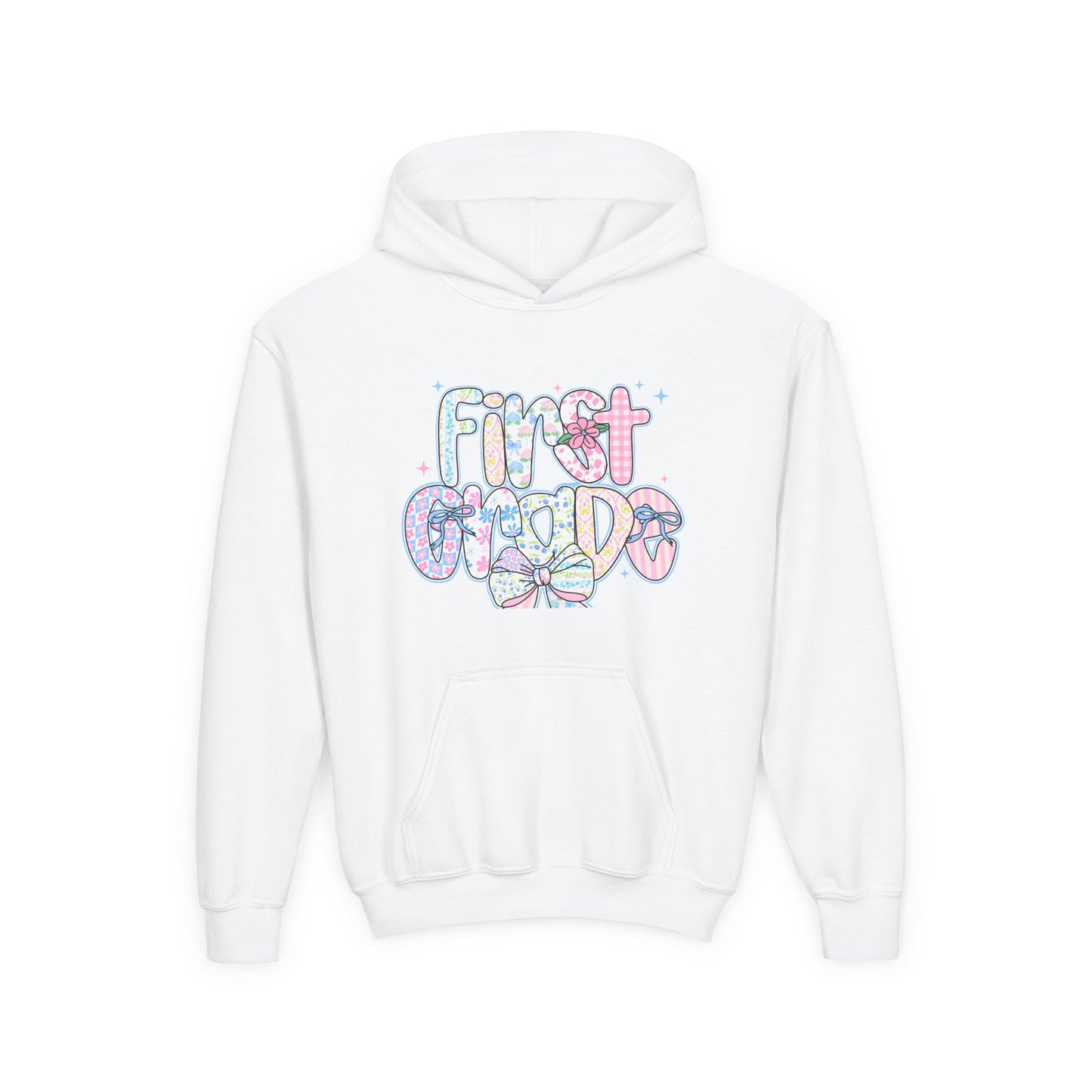 1st Grade Girls Back to School Hoodie | Youth Sweatshirt | First Day of School Gift | Pastel Floral First Grade Hoodie