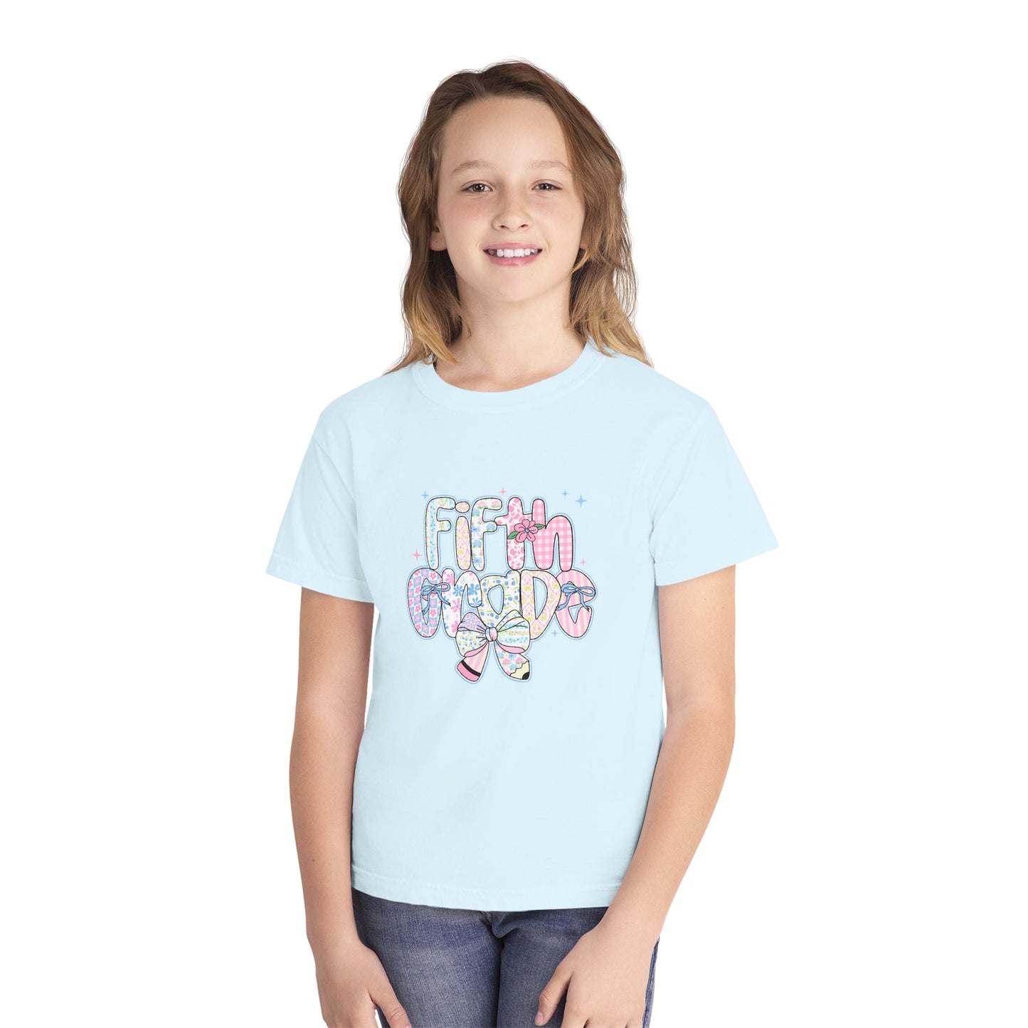 5th Grade Girls Back to School Shirt | Pastel Floral Fifth Grade Tee | Comfort Colors Youth T-Shirt