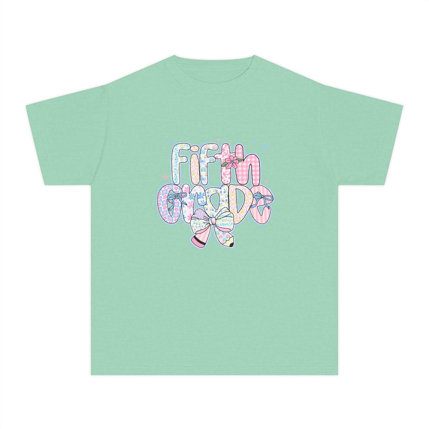 5th Grade Girls Back to School Shirt | Pastel Floral Fifth Grade Tee | Comfort Colors Youth T-Shirt