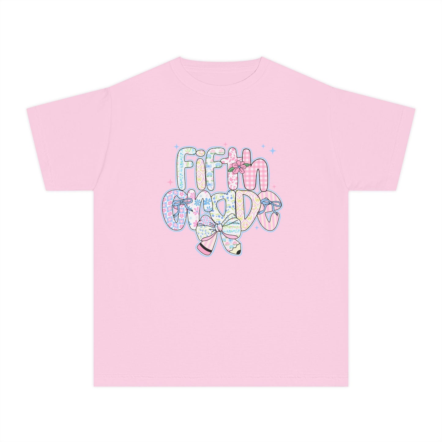 5th Grade Girls Back to School Shirt | Pastel Floral Fifth Grade Tee | Comfort Colors Youth T-Shirt