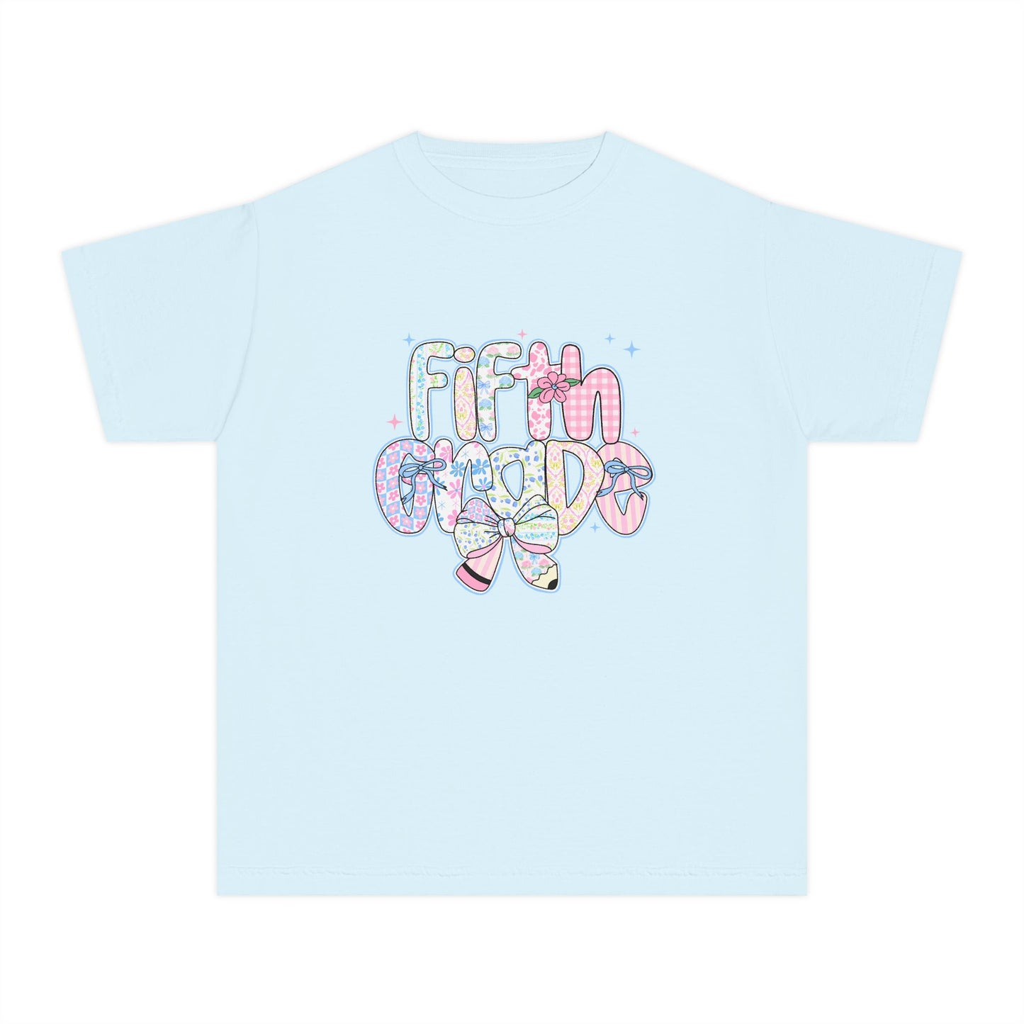 5th Grade Girls Back to School Shirt | Pastel Floral Fifth Grade Tee | Comfort Colors Youth T-Shirt