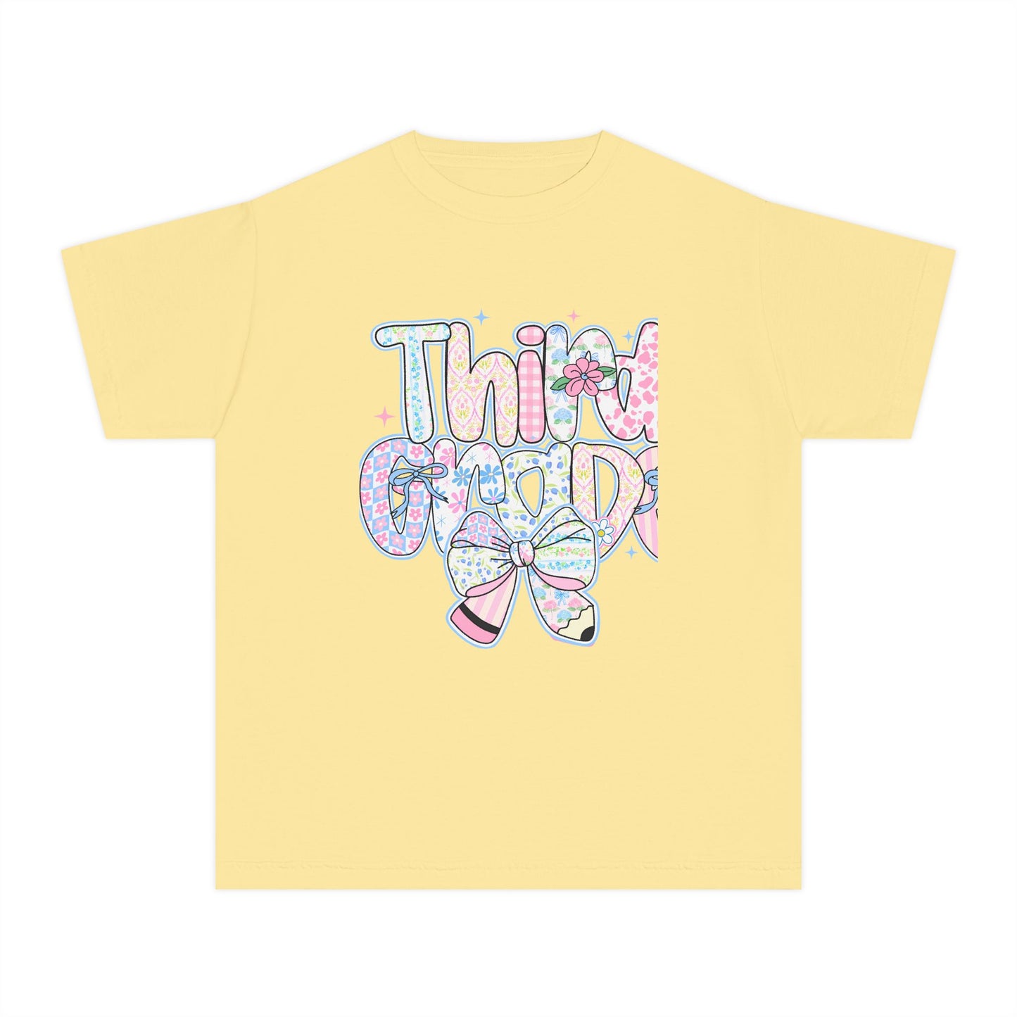 3rd Grade Girls Back to School Shirt | Pastel Floral Third Grade Tee | Comfort Colors Youth T-Shirt