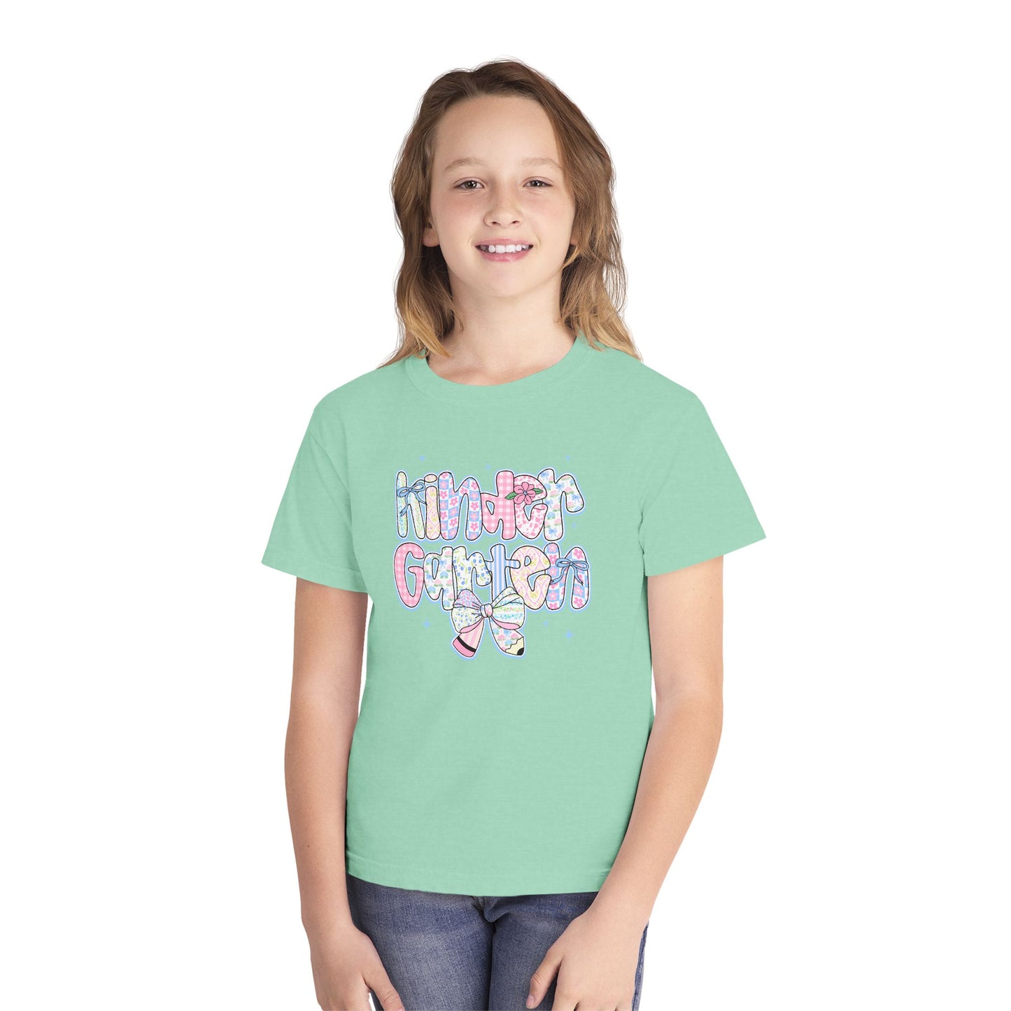 Kindergarten Girls Back to School Shirt | Comfort Colors Youth Tee | First Day of School Gift | Pastel Floral Kinder Shirt