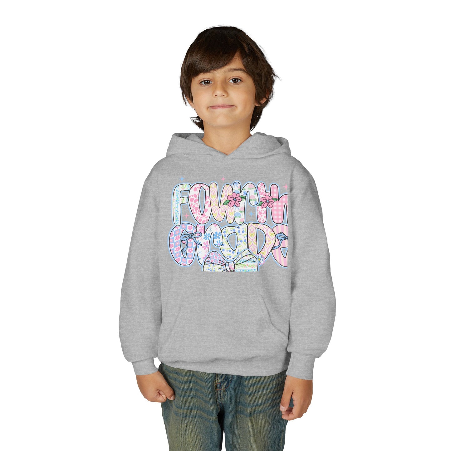 4th Grade Girls Back to School Hoodie | Youth Sweatshirt | Back to School Gift for Girls | Pastel Floral Fourth Grade Hoodie
