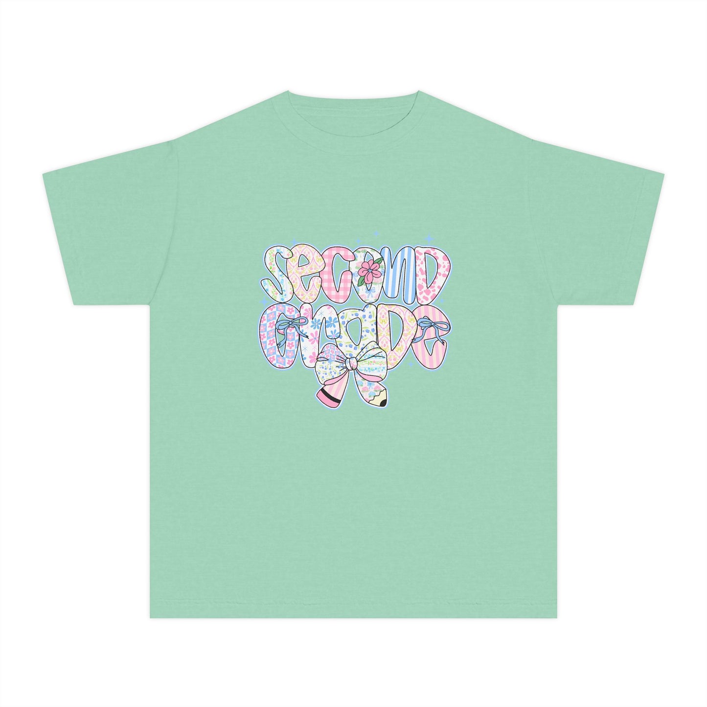 2nd Grade Girls Back to School Shirt | Pastel Floral Second Grade Tee | Comfort Colors Youth T-Shirt