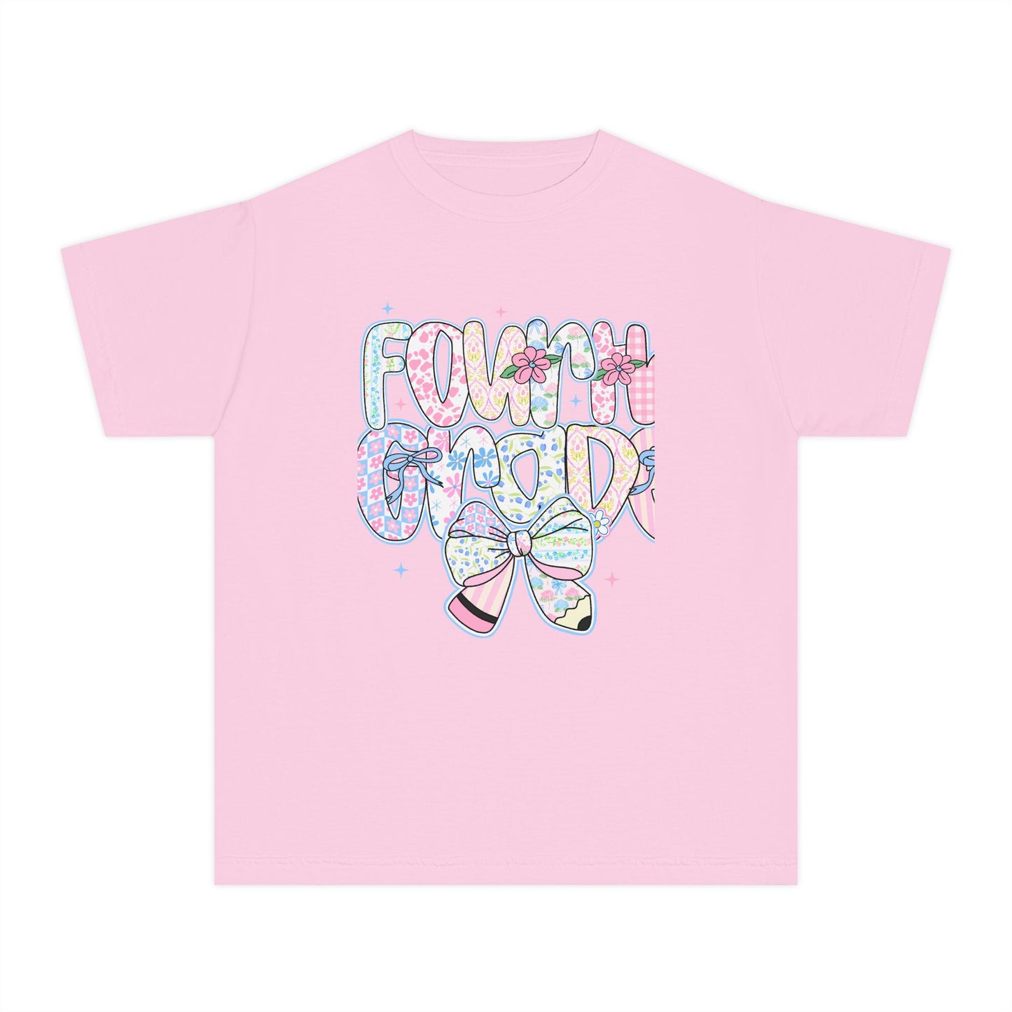 4th Grade Girls Back to School Shirt | Pastel Floral Fourth Grade Tee | Comfort Colors Youth T-Shirt