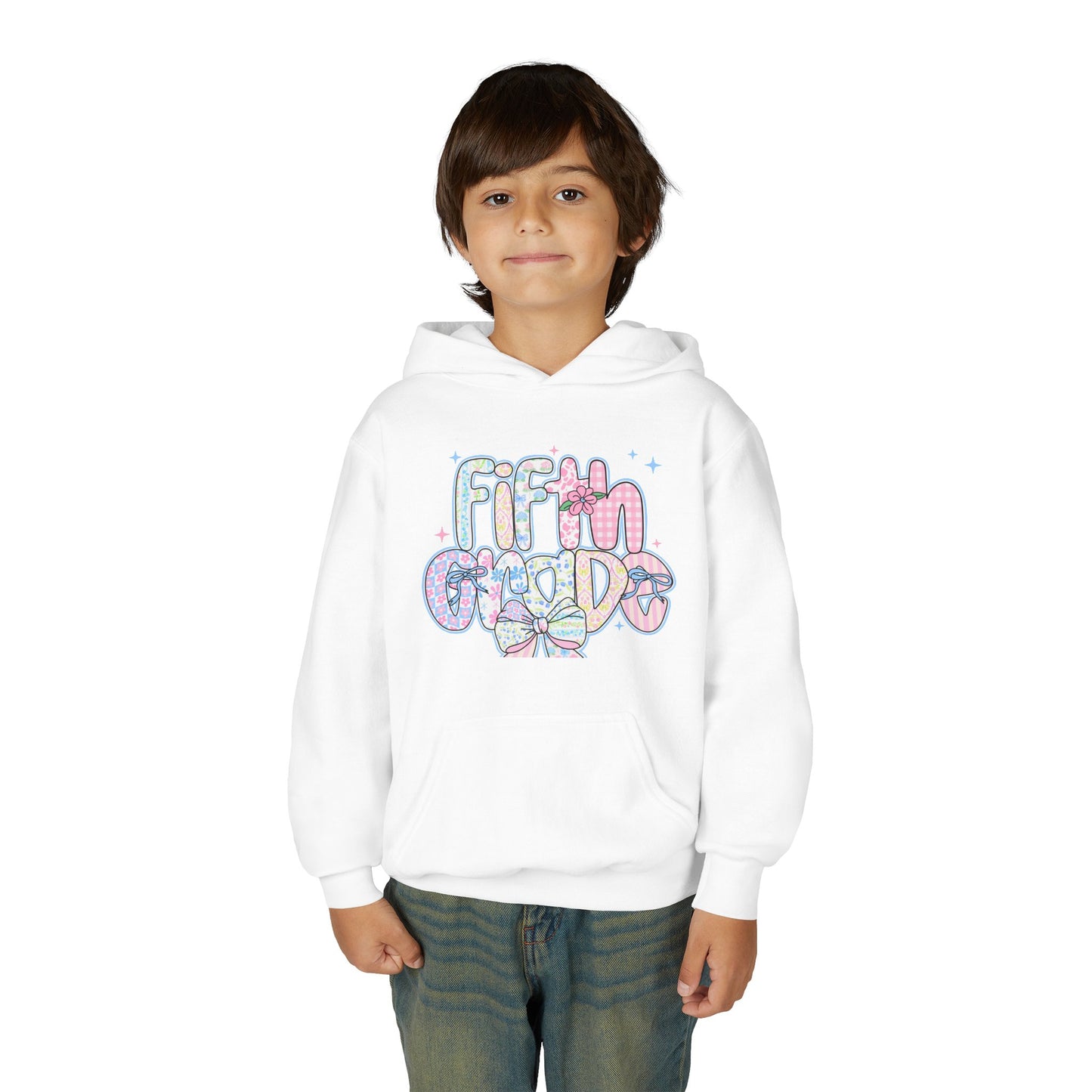 5th Grade Girls Back to School Hoodie | Youth Sweatshirt | Last Day of Elementary Gift | Pastel Floral Fifth Grade Hoodie
