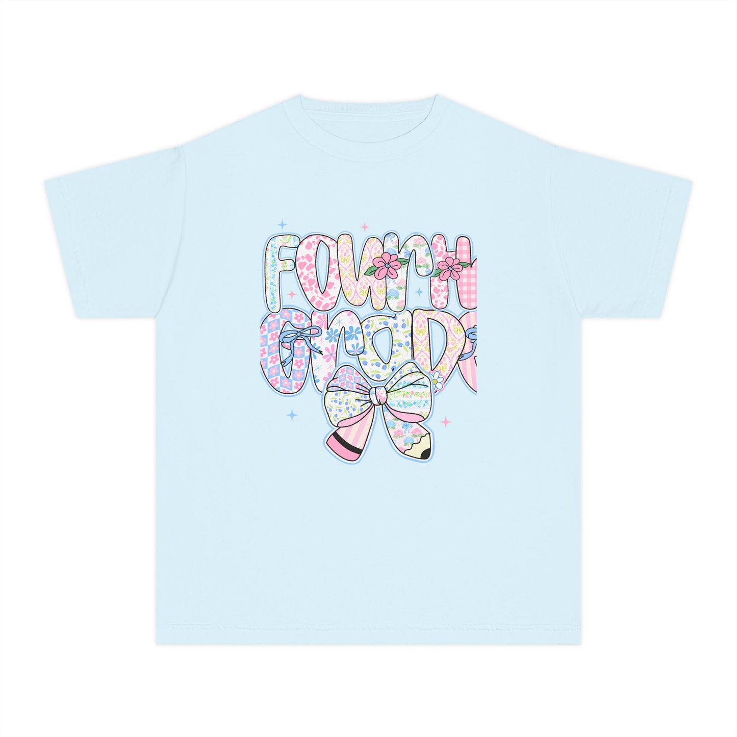 4th Grade Girls Back to School Shirt | Pastel Floral Fourth Grade Tee | Comfort Colors Youth T-Shirt