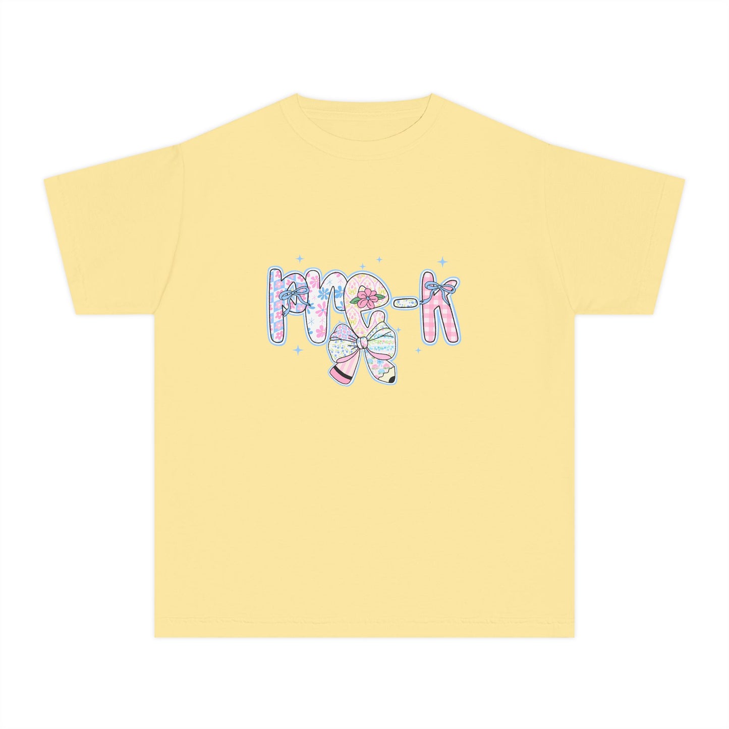 Pre-K Girls Back to School Shirt | Pastel Floral First Day of School Tee | Comfort Colors Youth T-Shirt