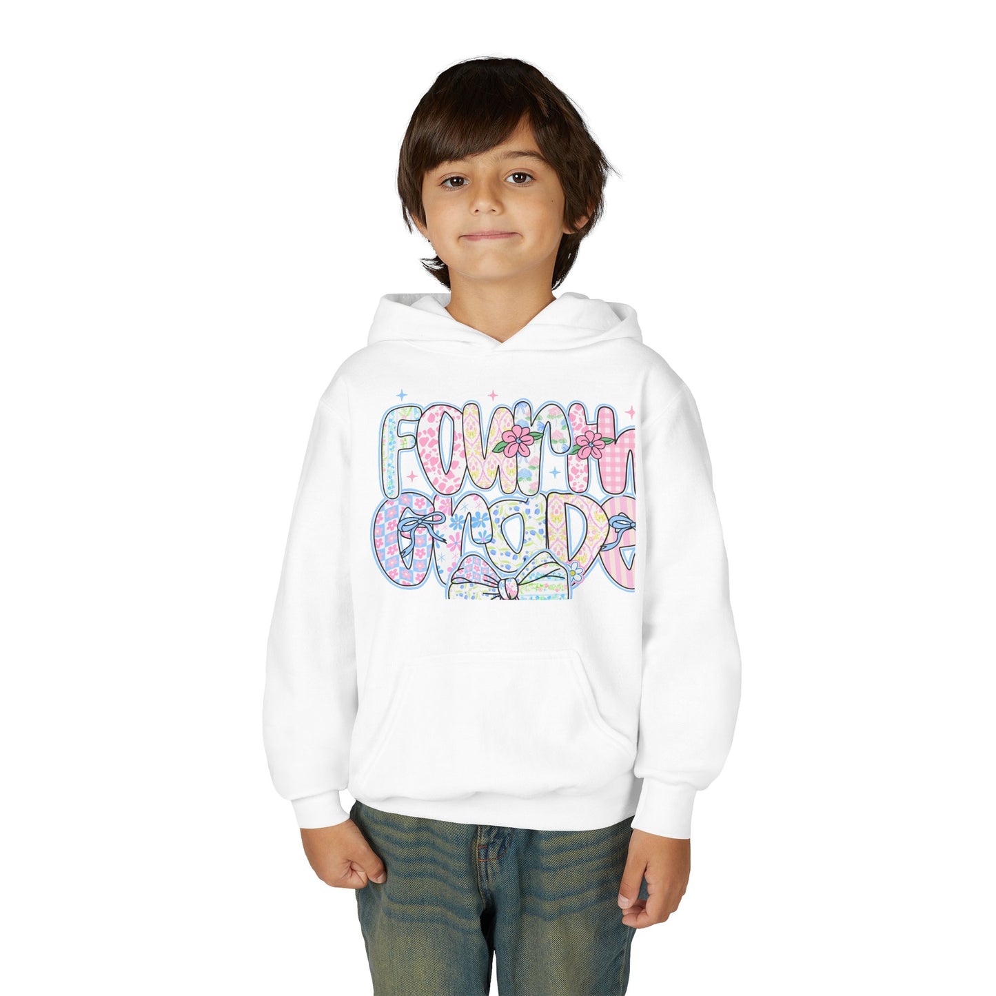 4th Grade Girls Back to School Hoodie | Youth Sweatshirt | Back to School Gift for Girls | Pastel Floral Fourth Grade Hoodie