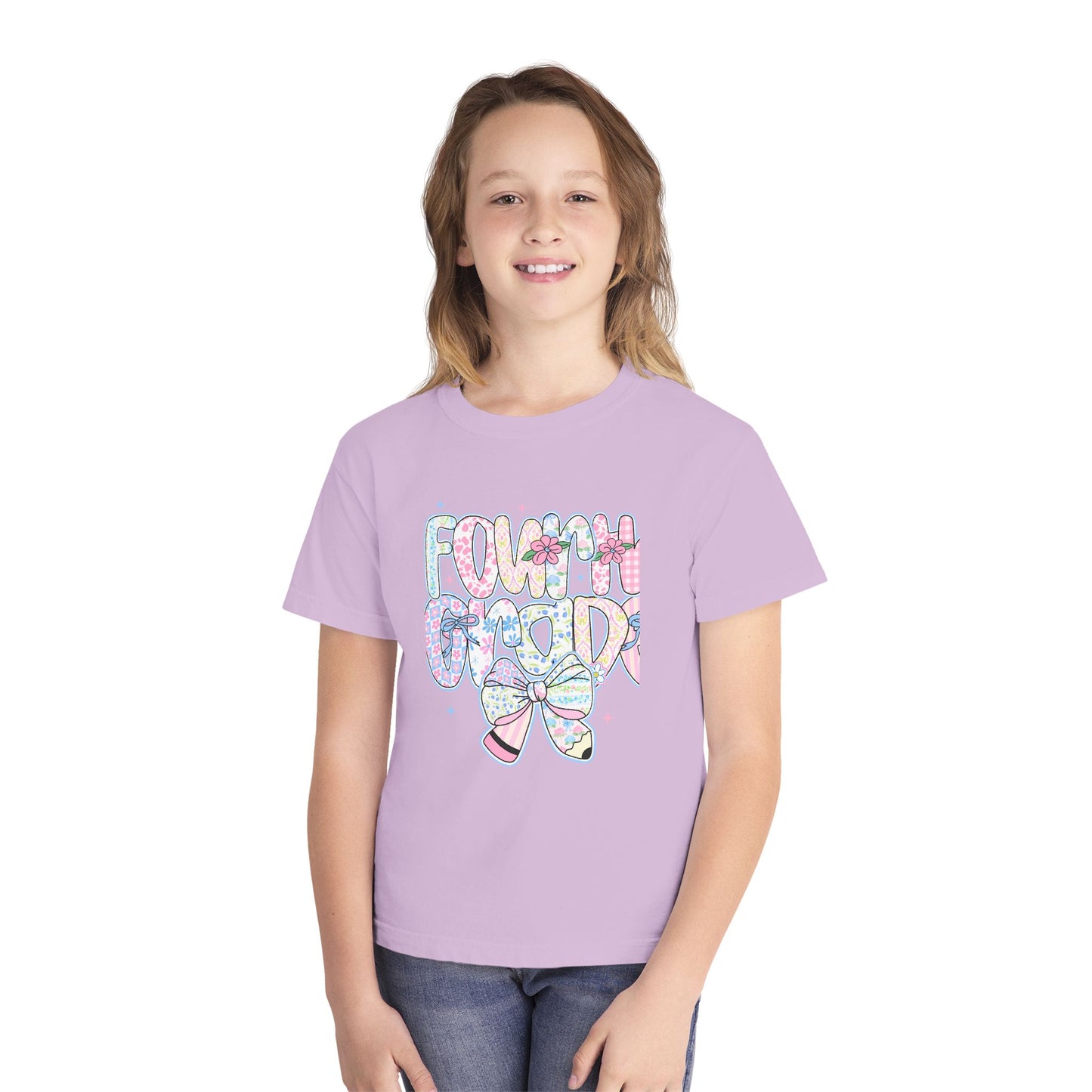 4th Grade Girls Back to School Shirt | Pastel Floral Fourth Grade Tee | Comfort Colors Youth T-Shirt