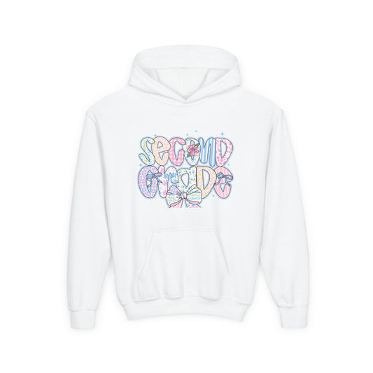2nd Grade Girls Back to School Hoodie | Youth Sweatshirt | Back to School Gift for Girls | Pastel Floral Second Grade Hoodie