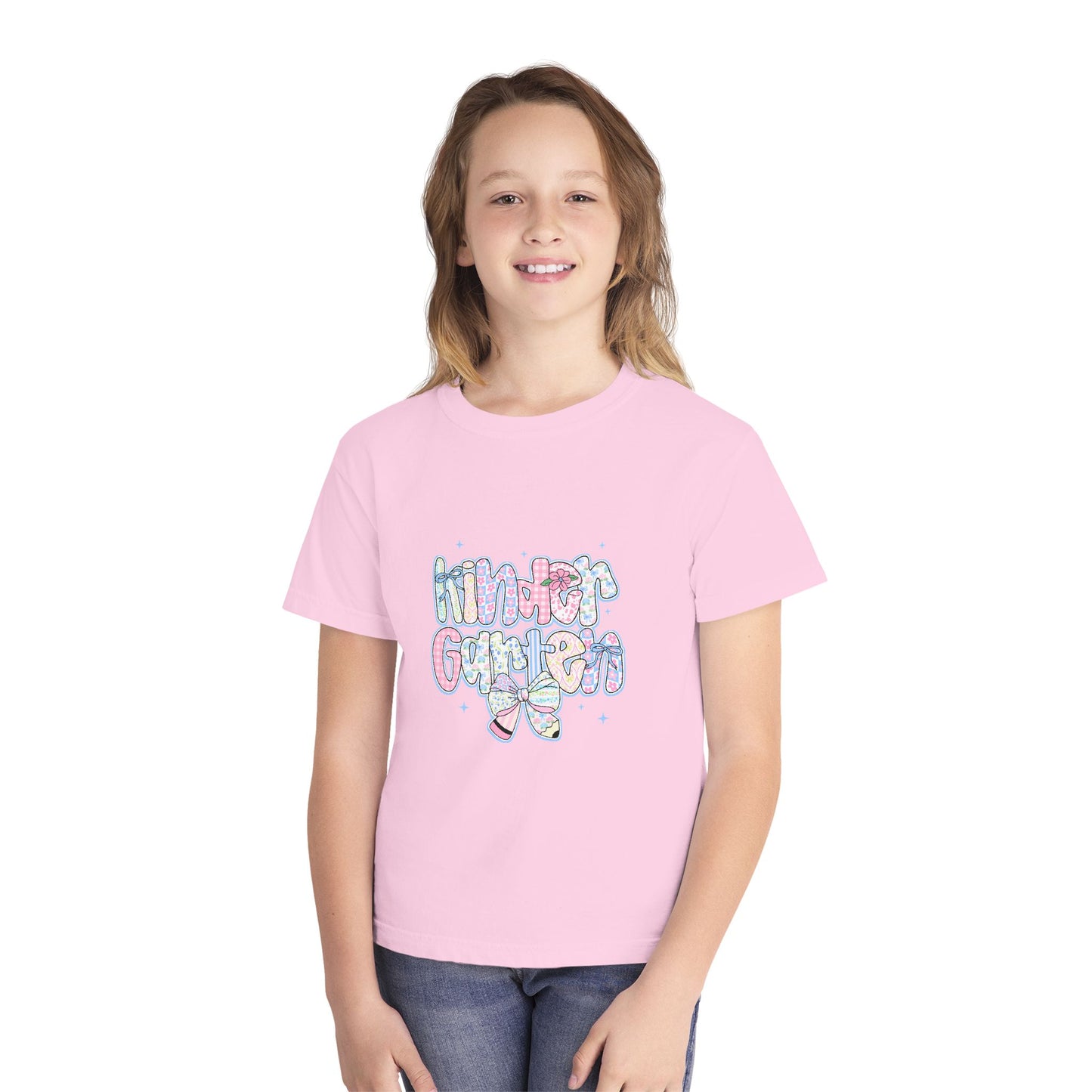 Kindergarten Girls Back to School Shirt | Pastel Floral First Day of School Tee | Comfort Colors Youth T-Shirt