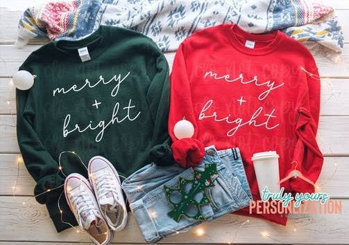 Merry & Bright Christmas Sweatshirt | Merry & Bright | Christmas Sweatshirt