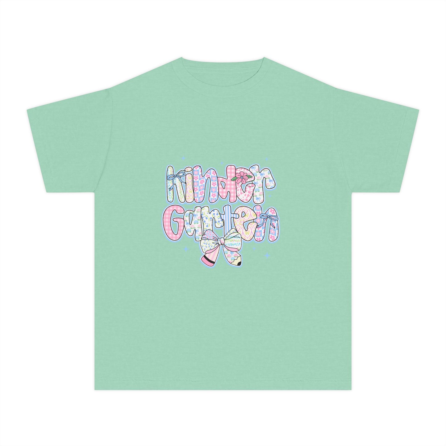 Kindergarten Girls Back to School Shirt | Pastel Floral First Day of School Tee | Comfort Colors Youth T-Shirt