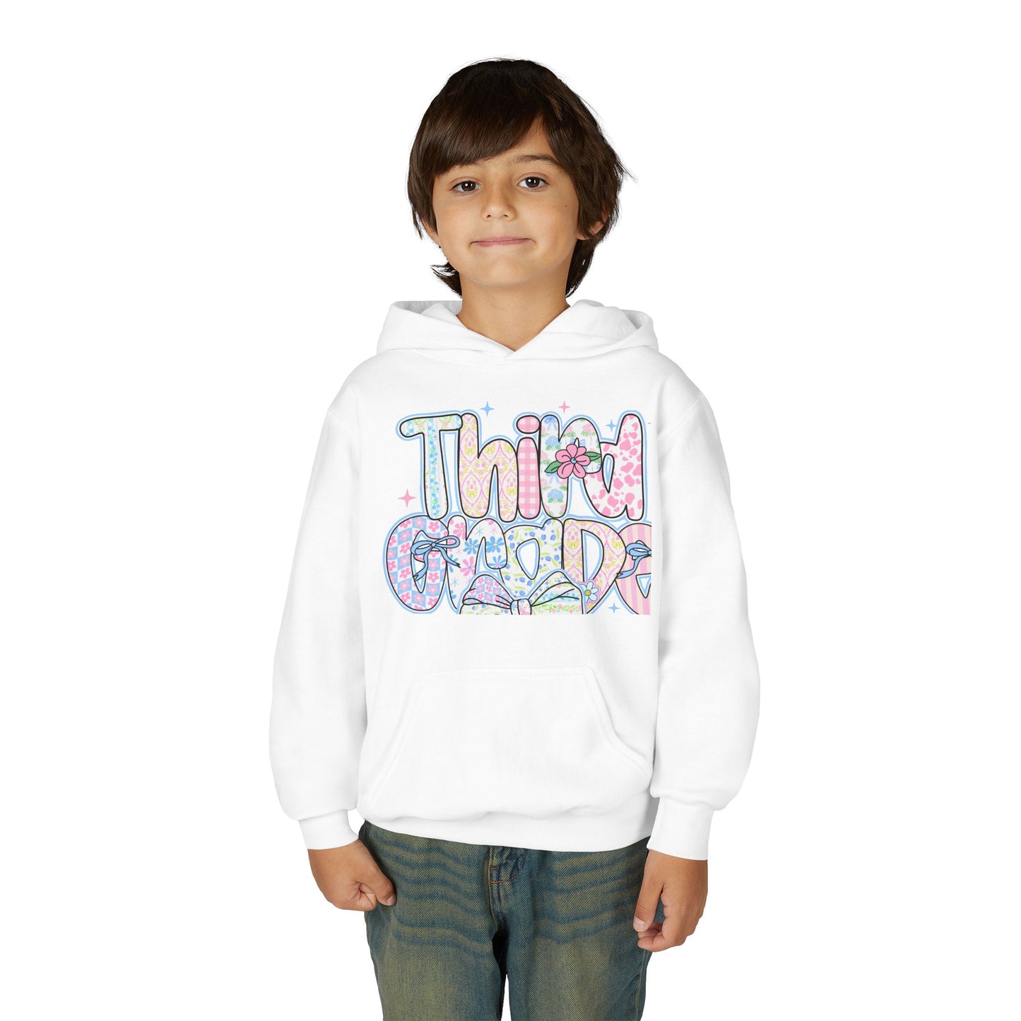 3rd Grade Girls Back to School Hoodie | Youth Sweatshirt | Back to School Gift for Girls | Pastel Floral Third Grade Hoodie