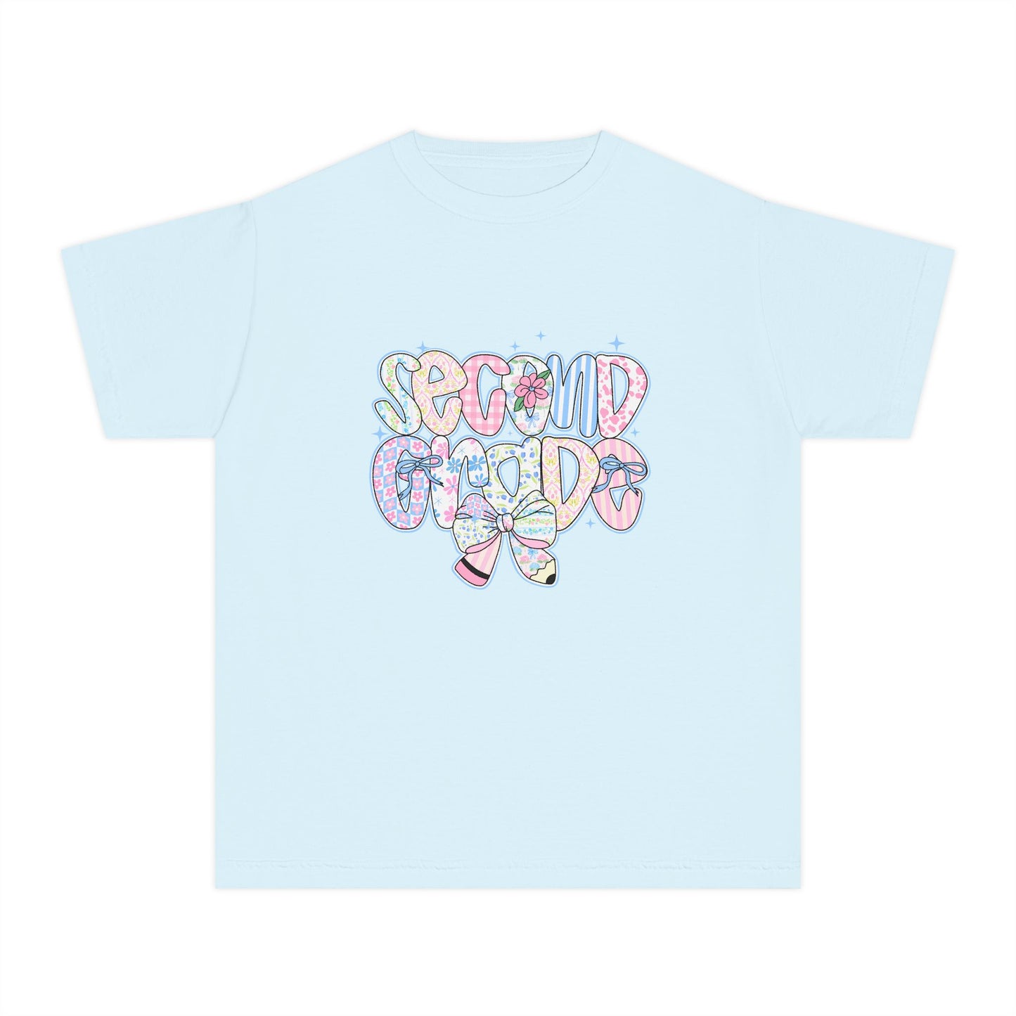 2nd Grade Girls Back to School Shirt | Pastel Floral Second Grade Tee | Comfort Colors Youth T-Shirt