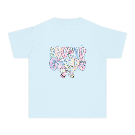 2nd Grade Girls Back to School Shirt | Comfort Colors Youth Tee | Back to School Gift for Girls | Pastel Floral Second Grade Tee