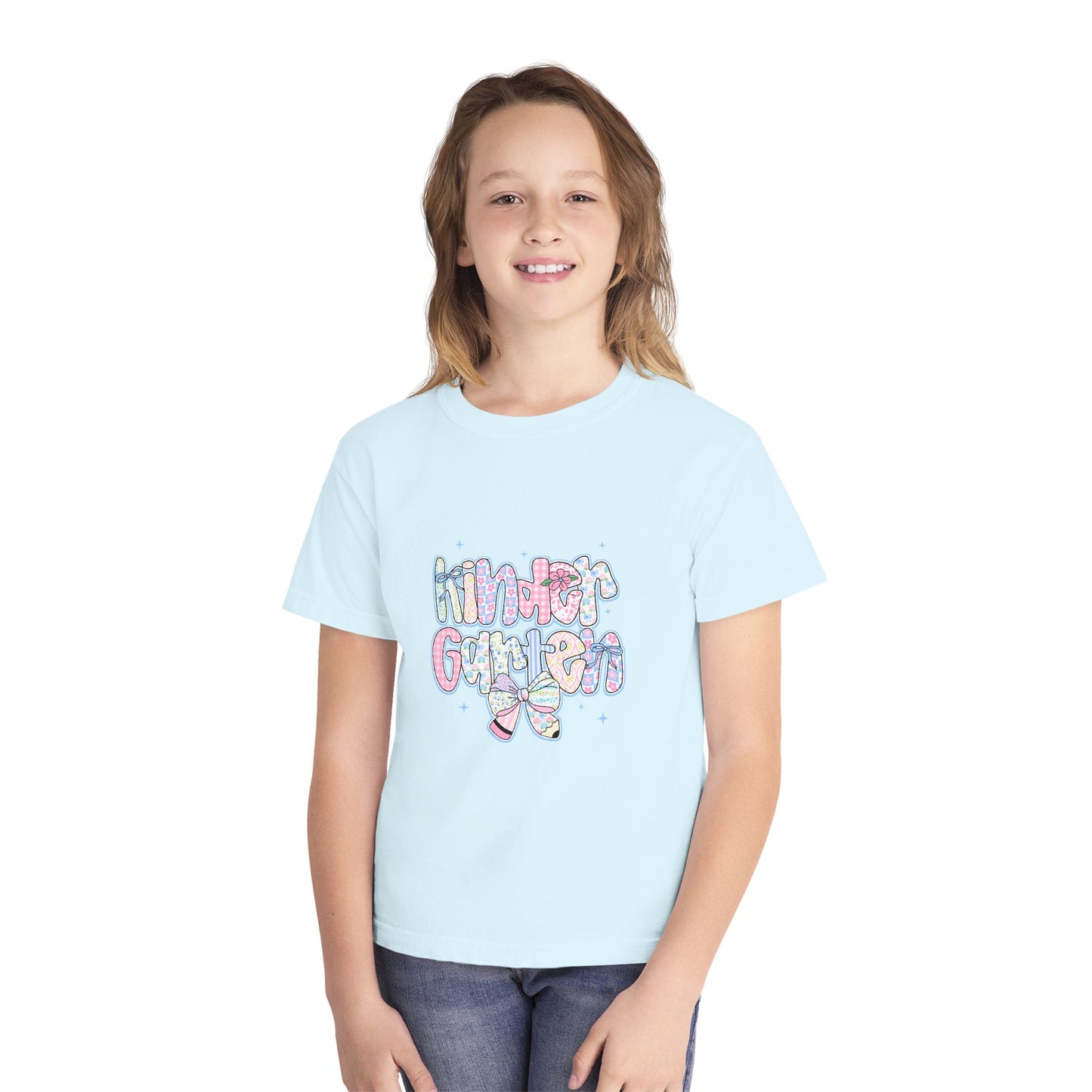 Kindergarten Girls Back to School Shirt | Pastel Floral First Day of School Tee | Comfort Colors Youth T-Shirt