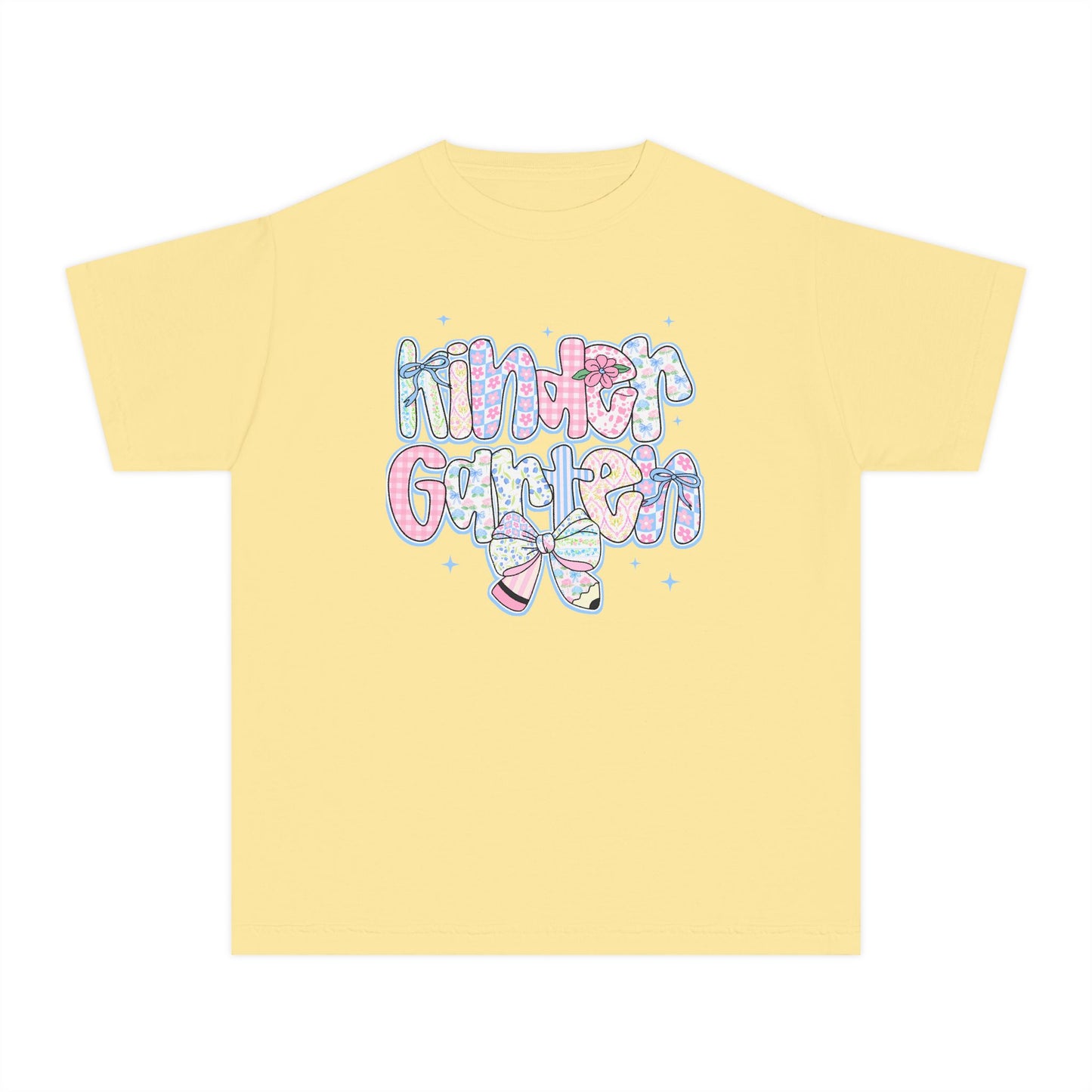 Kindergarten Girls Back to School Shirt | Comfort Colors Youth Tee | First Day of School Gift | Pastel Floral Kinder Shirt