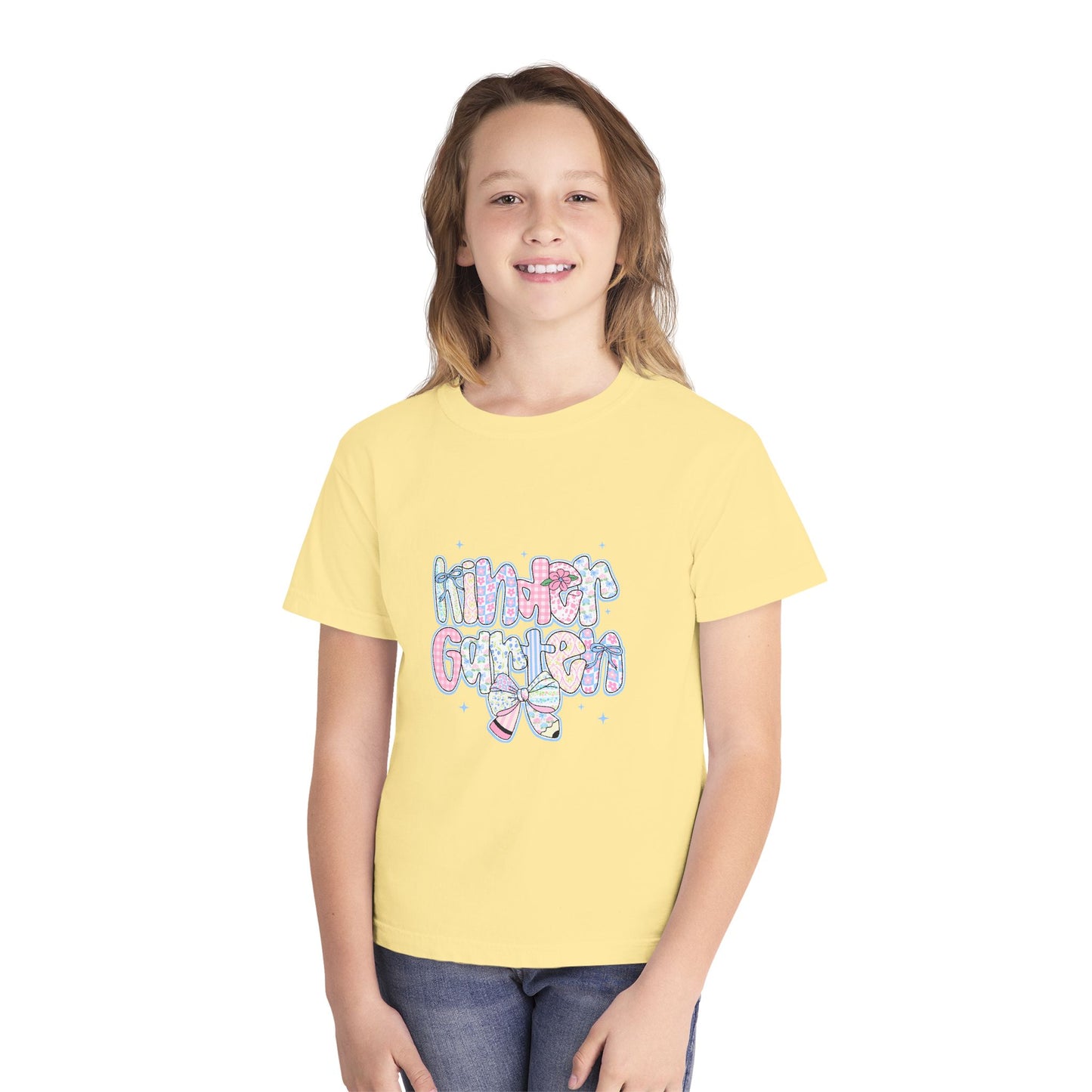 Kindergarten Girls Back to School Shirt | Pastel Floral First Day of School Tee | Comfort Colors Youth T-Shirt