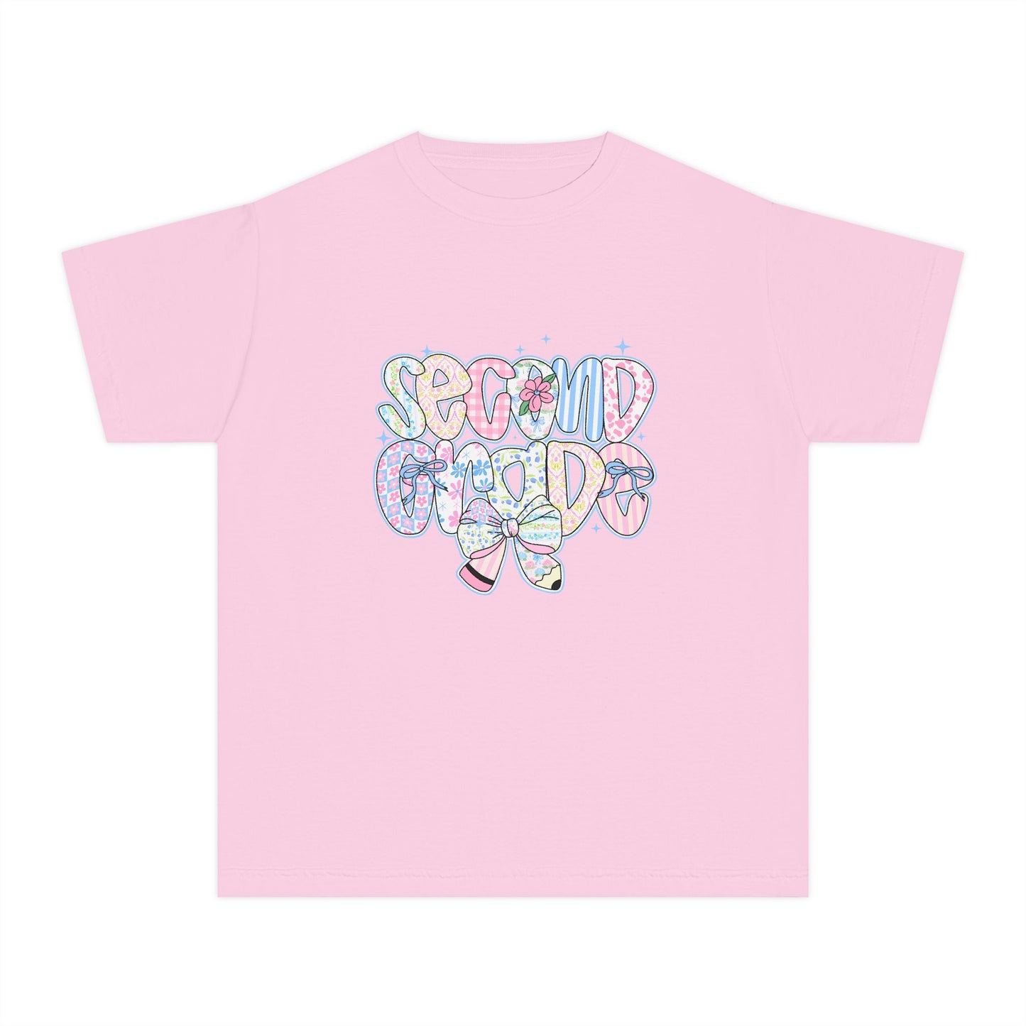 2nd Grade Girls Back to School Shirt | Pastel Floral Second Grade Tee | Comfort Colors Youth T-Shirt