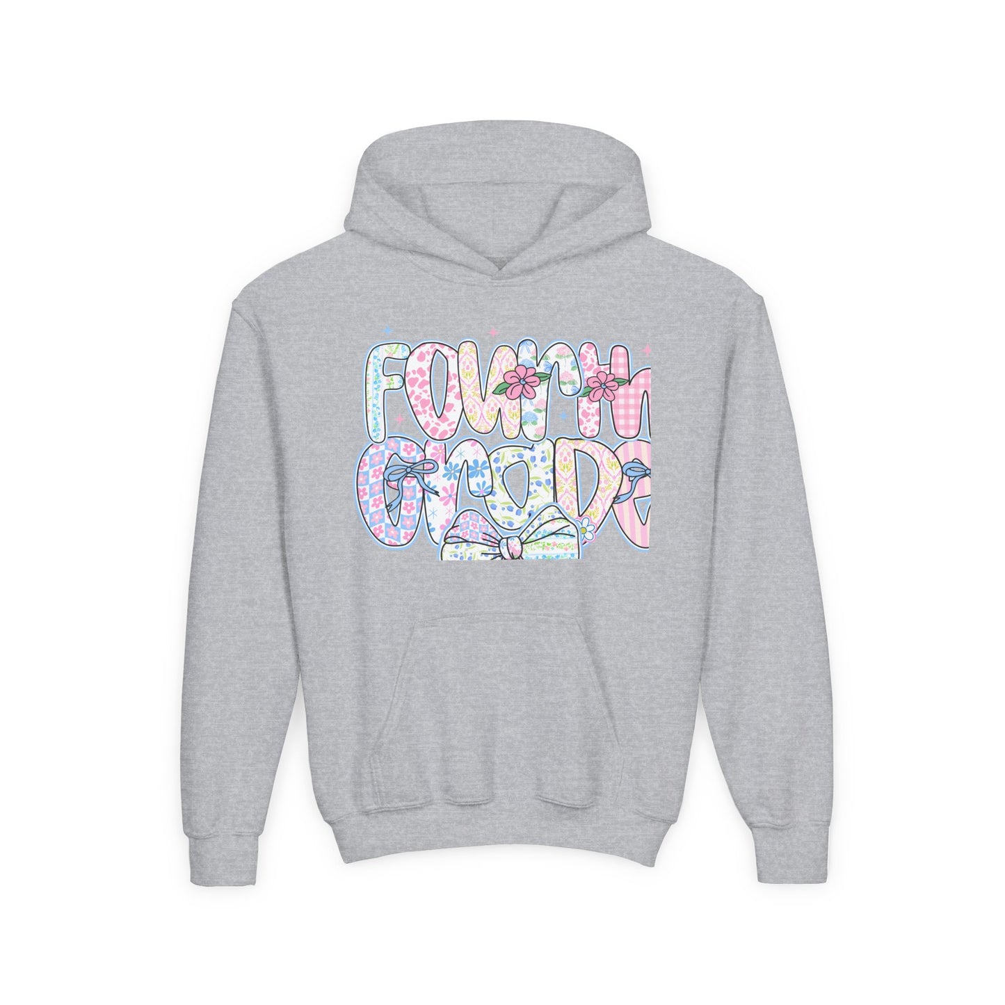 4th Grade Girls Back to School Hoodie | Youth Sweatshirt | Back to School Gift for Girls | Pastel Floral Fourth Grade Hoodie