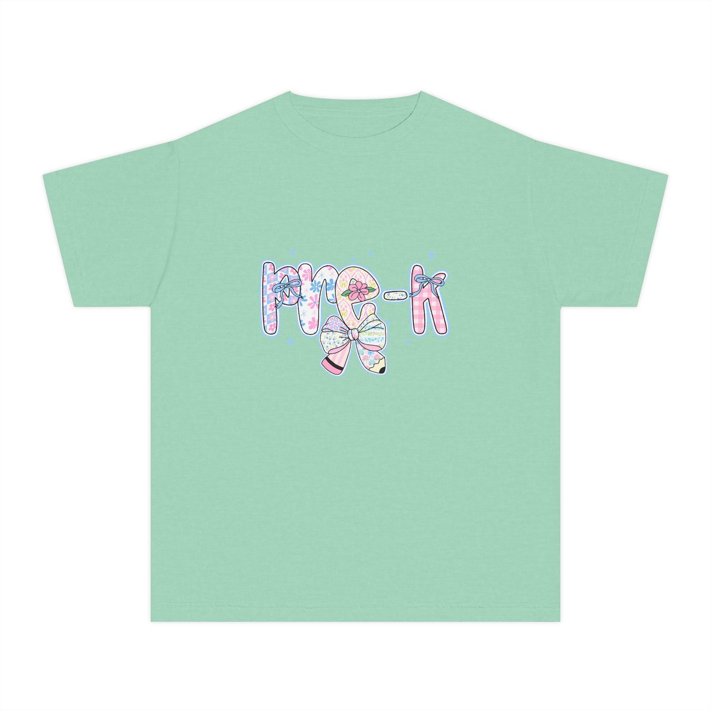 Pre-K Girls Back to School Shirt | Pastel Floral First Day of School Tee | Comfort Colors Youth T-Shirt