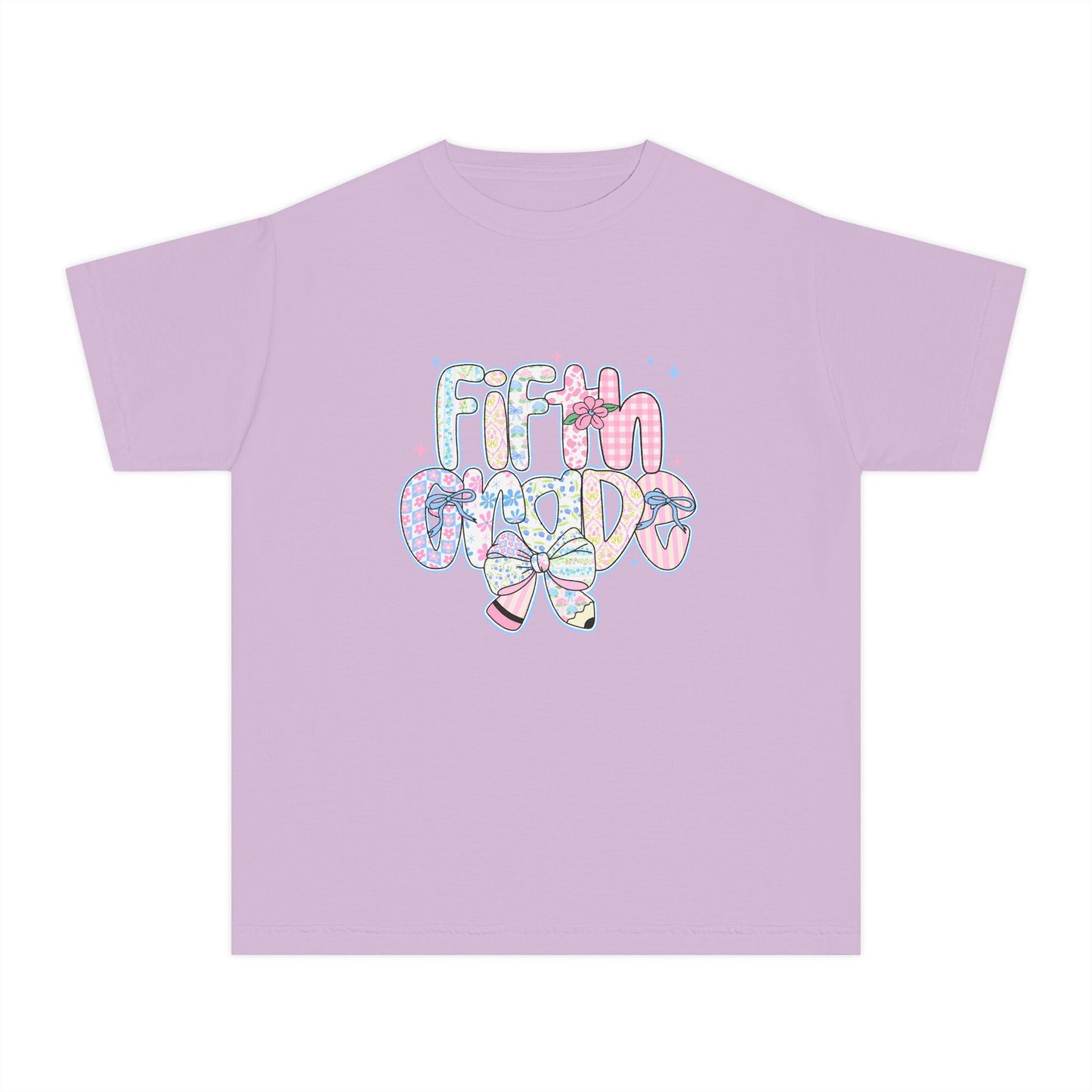 5th Grade Girls Back to School Shirt | Pastel Floral Fifth Grade Tee | Comfort Colors Youth T-Shirt