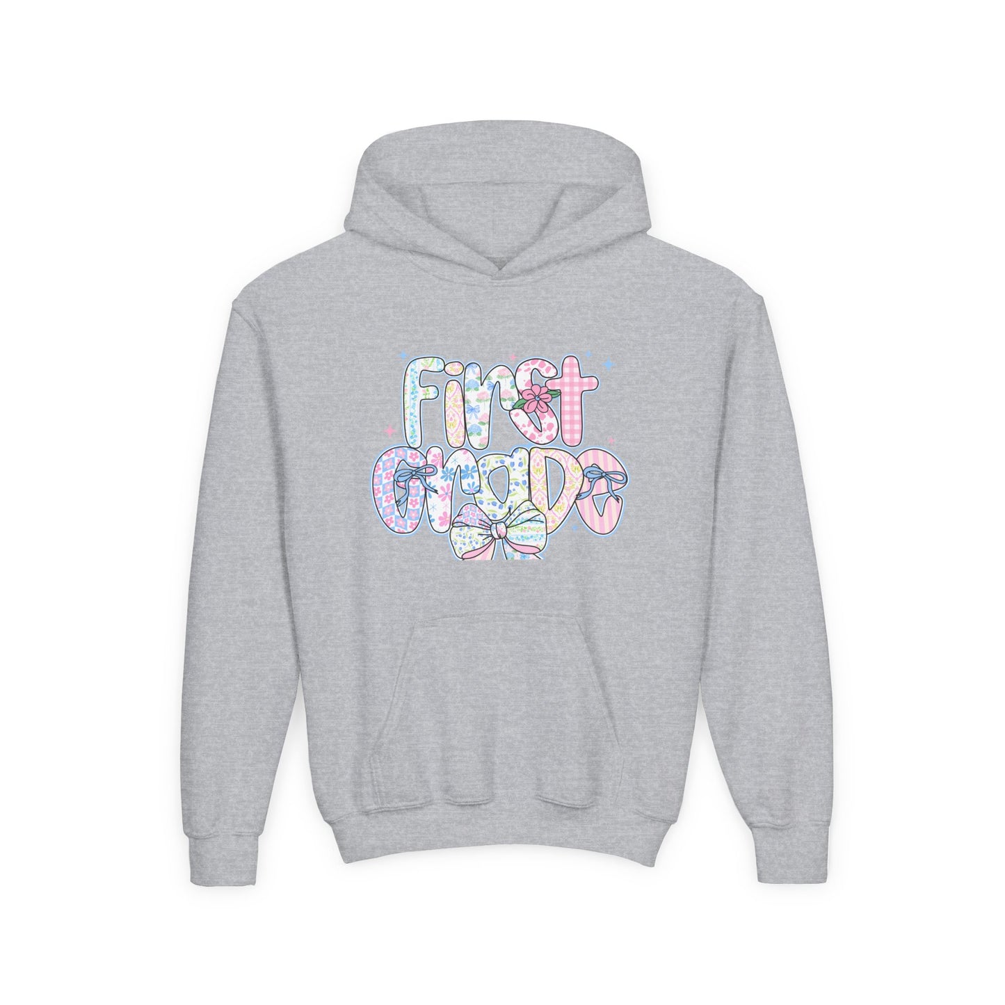 1st Grade Girls Back to School Hoodie | Youth Sweatshirt | First Day of School Gift | Pastel Floral First Grade Hoodie