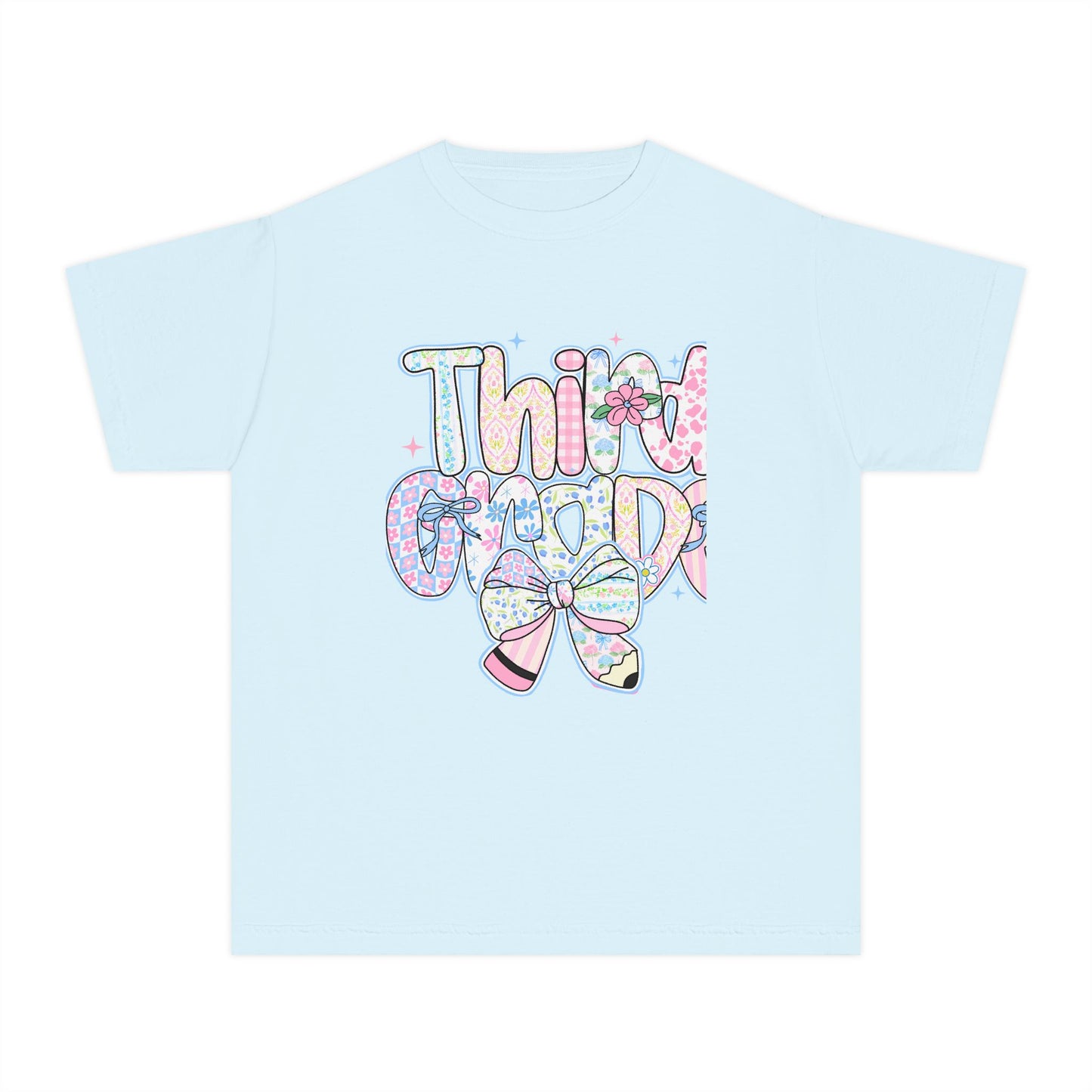 3rd Grade Girls Back to School Shirt | Pastel Floral Third Grade Tee | Comfort Colors Youth T-Shirt
