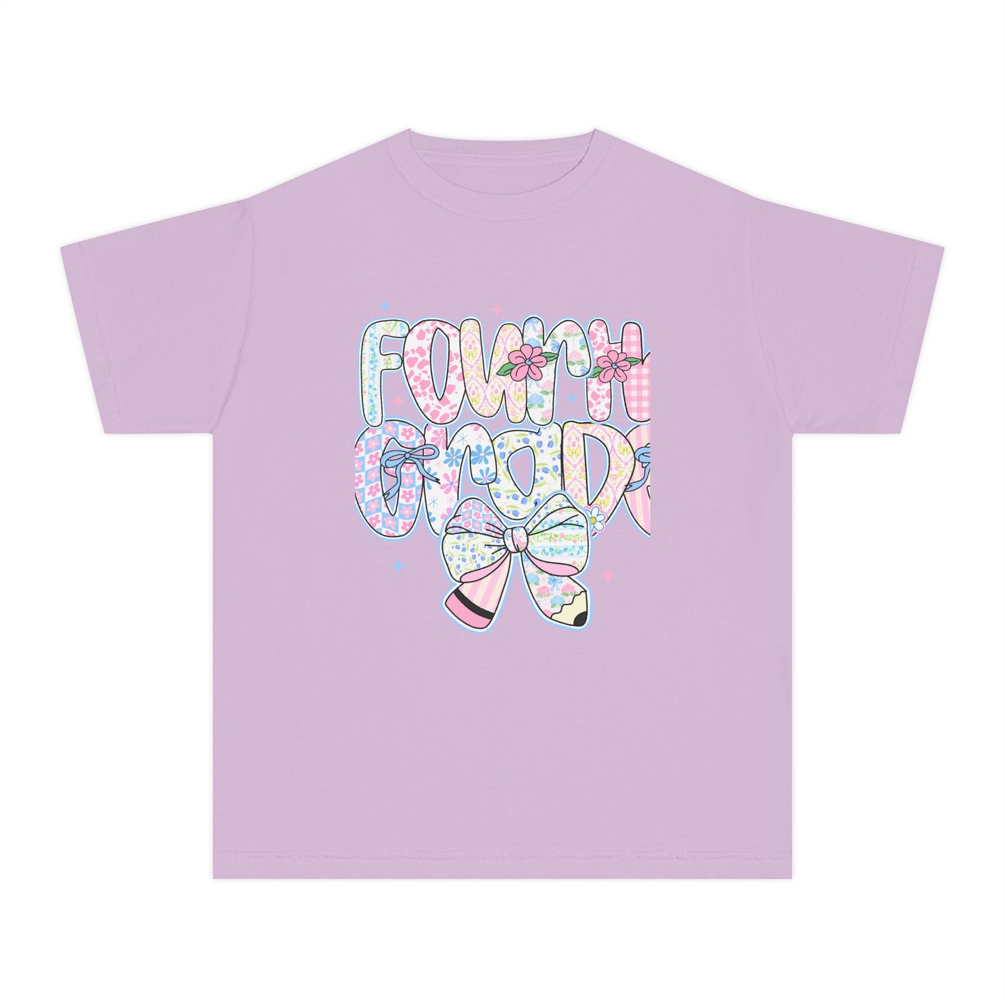 4th Grade Girls Back to School Shirt | Pastel Floral Fourth Grade Tee | Comfort Colors Youth T-Shirt