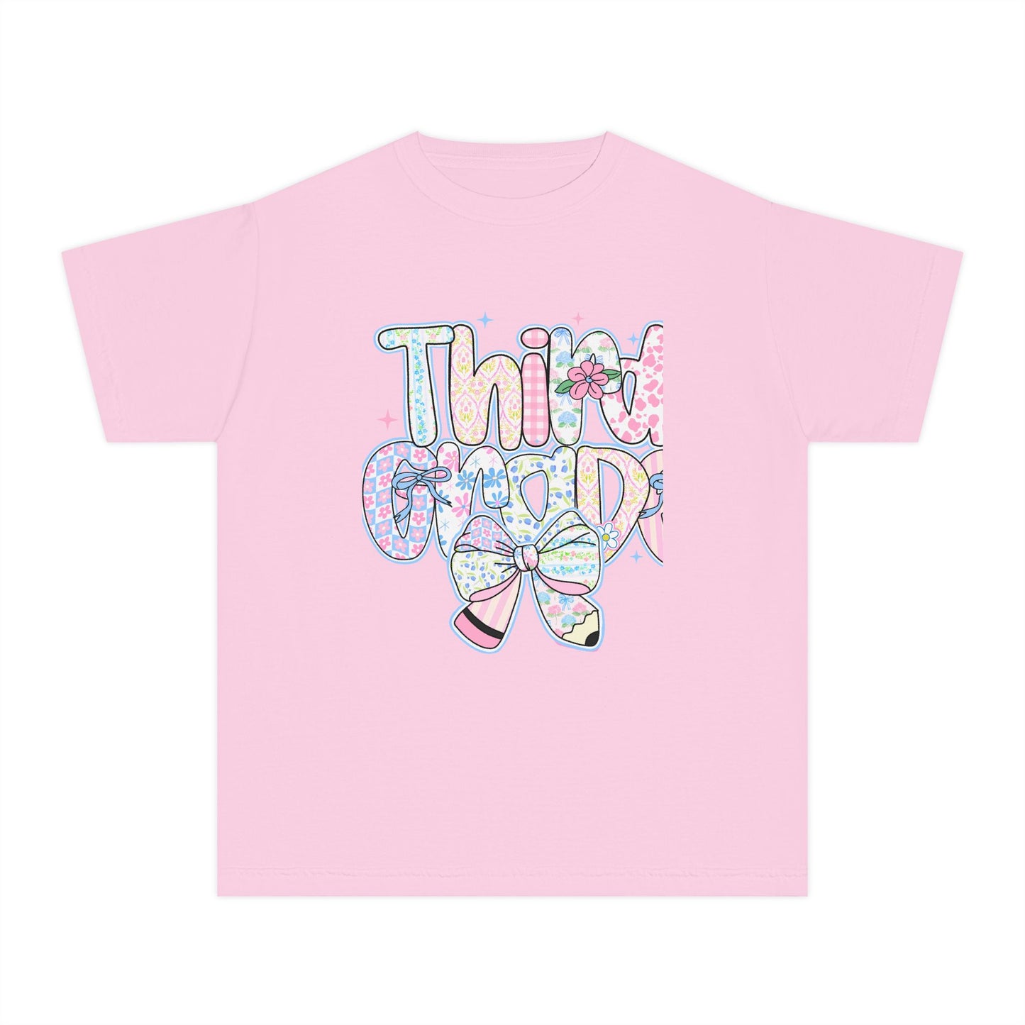 3rd Grade Girls Back to School Shirt | Pastel Floral Third Grade Tee | Comfort Colors Youth T-Shirt