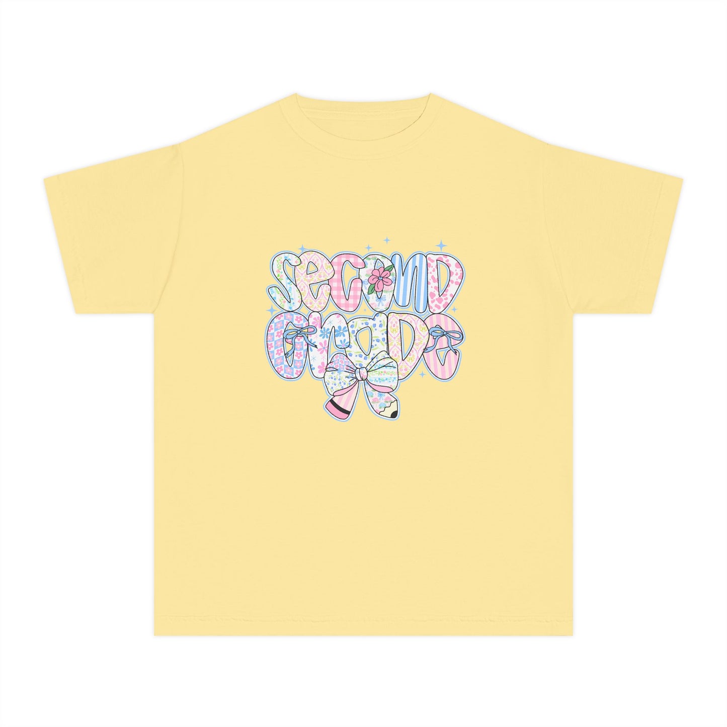 2nd Grade Girls Back to School Shirt | Pastel Floral Second Grade Tee | Comfort Colors Youth T-Shirt