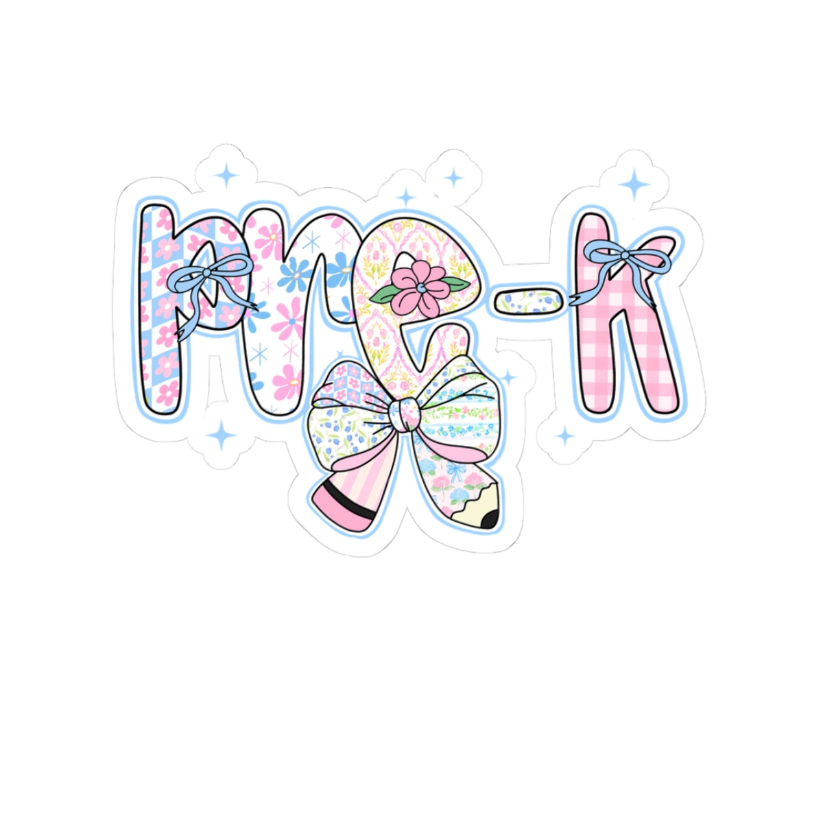 Pre-K Girls Back to School Sticker | Kiss-Cut Sticker | First Day of School Gift | Pastel Floral PreK Sticker