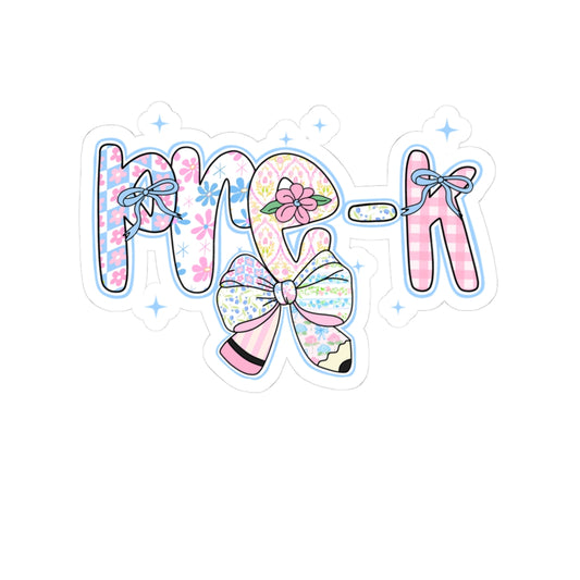 Pre-K Girls Back to School Sticker | Kiss-Cut Sticker | First Day of School Gift | Pastel Floral PreK Sticker