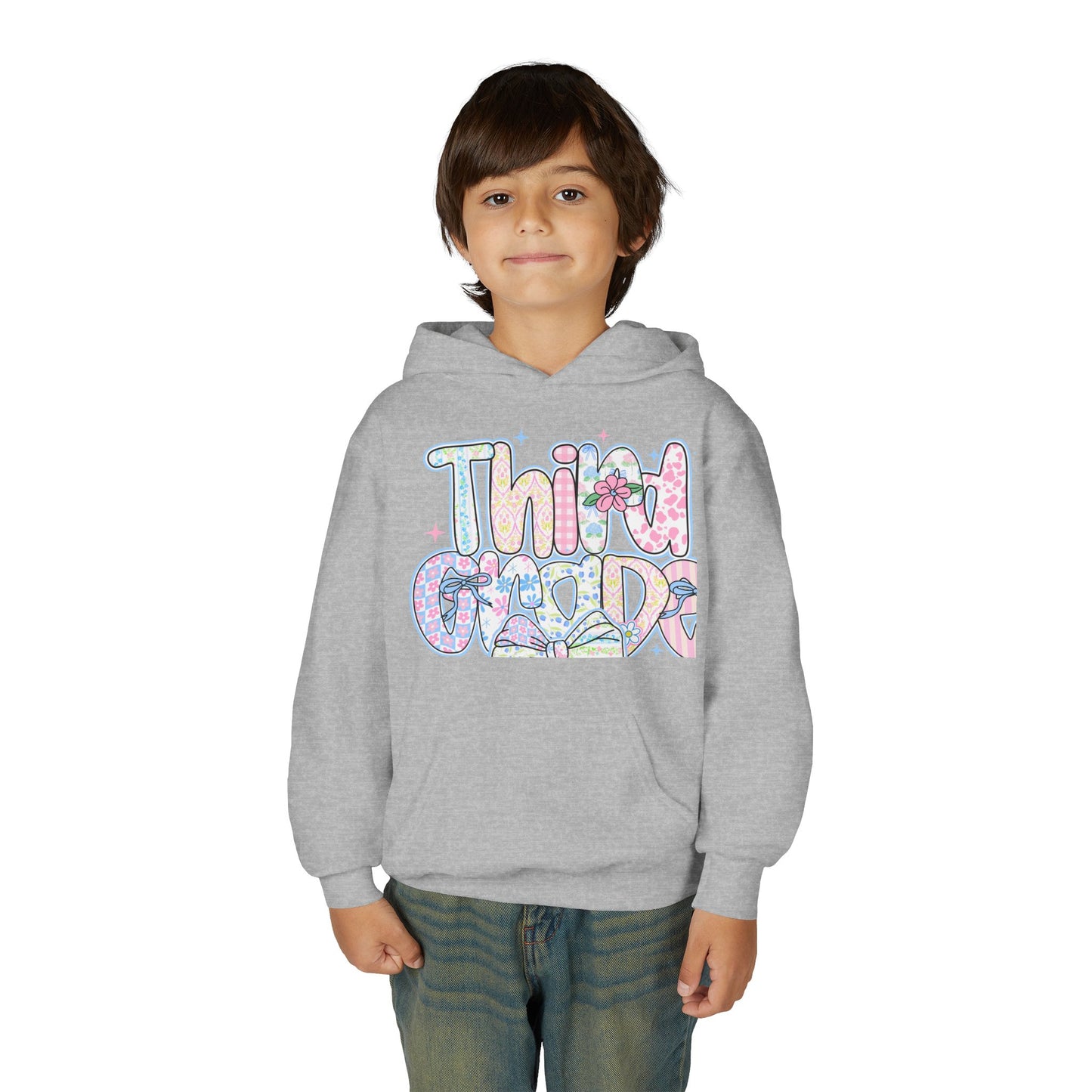 3rd Grade Girls Back to School Hoodie | Youth Sweatshirt | Back to School Gift for Girls | Pastel Floral Third Grade Hoodie