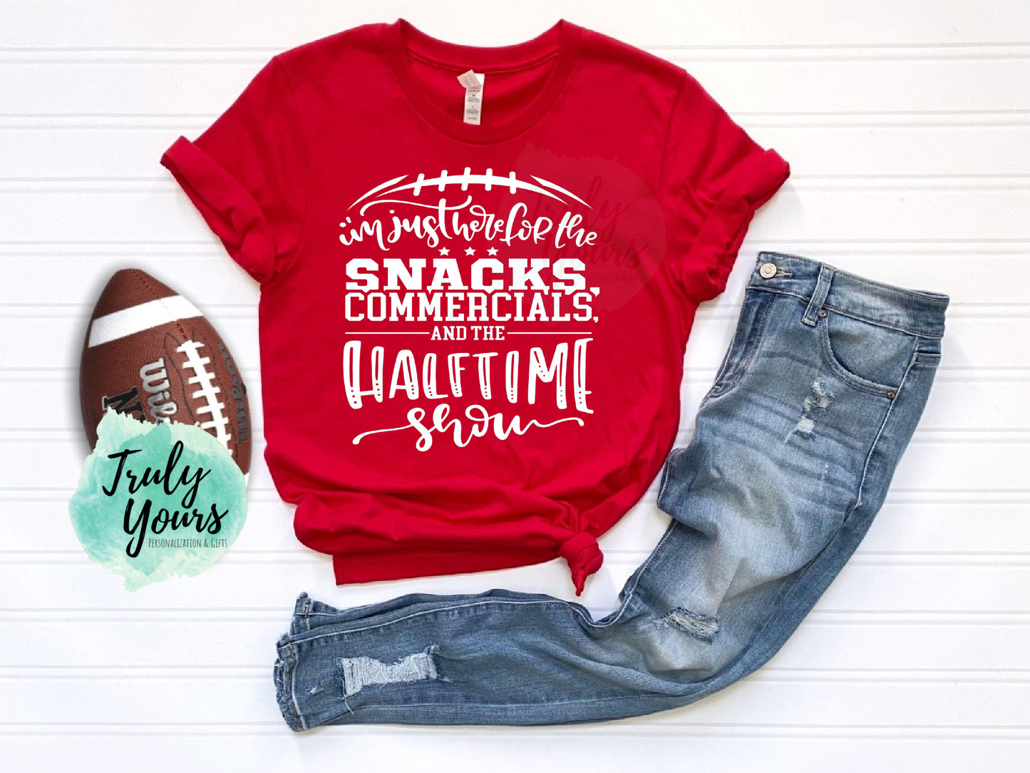 I'm Just here for the Snacks, Commercials and Halftime Show t-Shirt | Football T-shirt