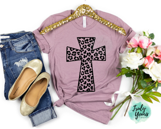 - Leopard Cross t-shirt -