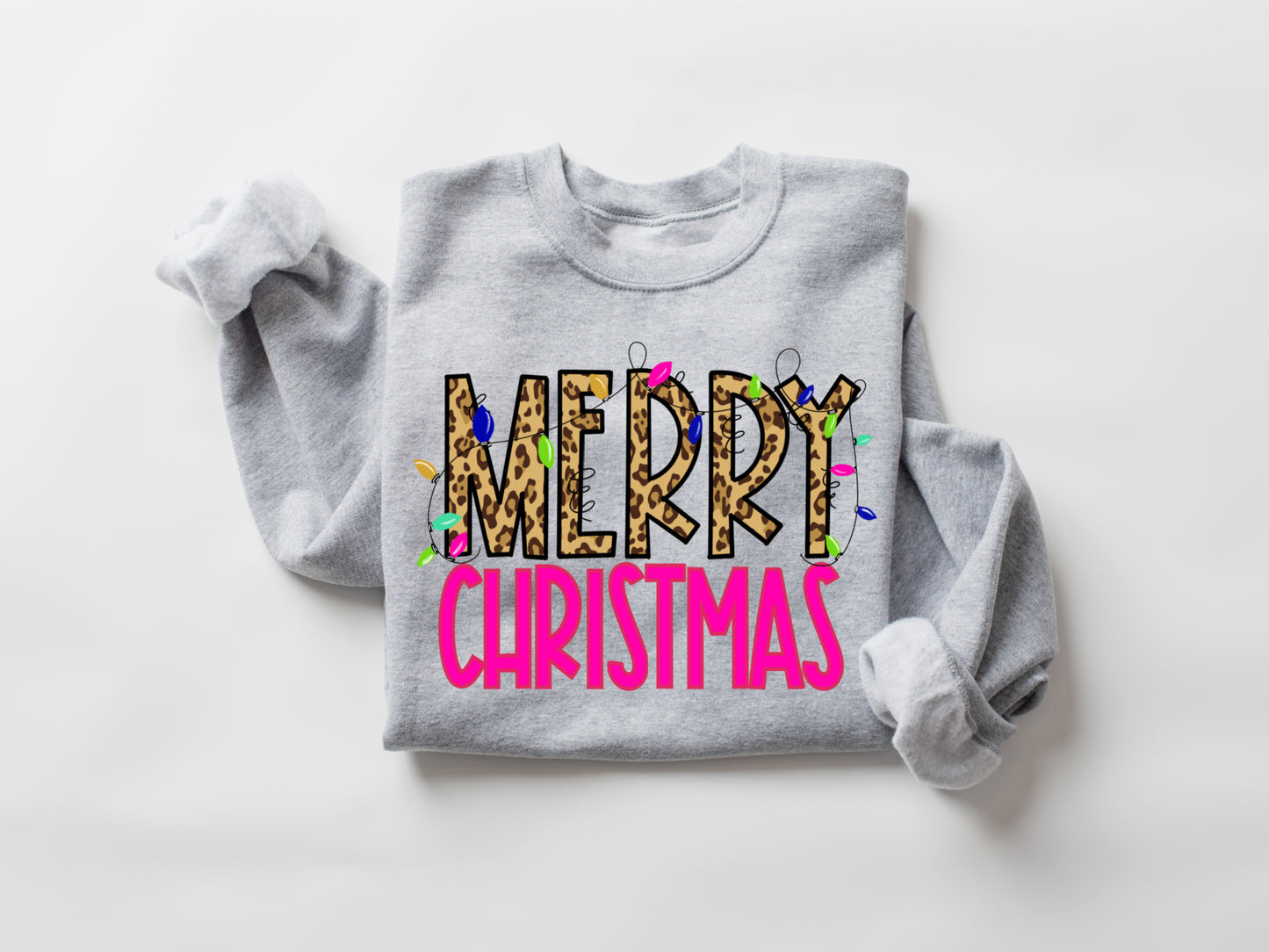 - Merry Christmas Leopard & Hot Pink Sweatshirt -